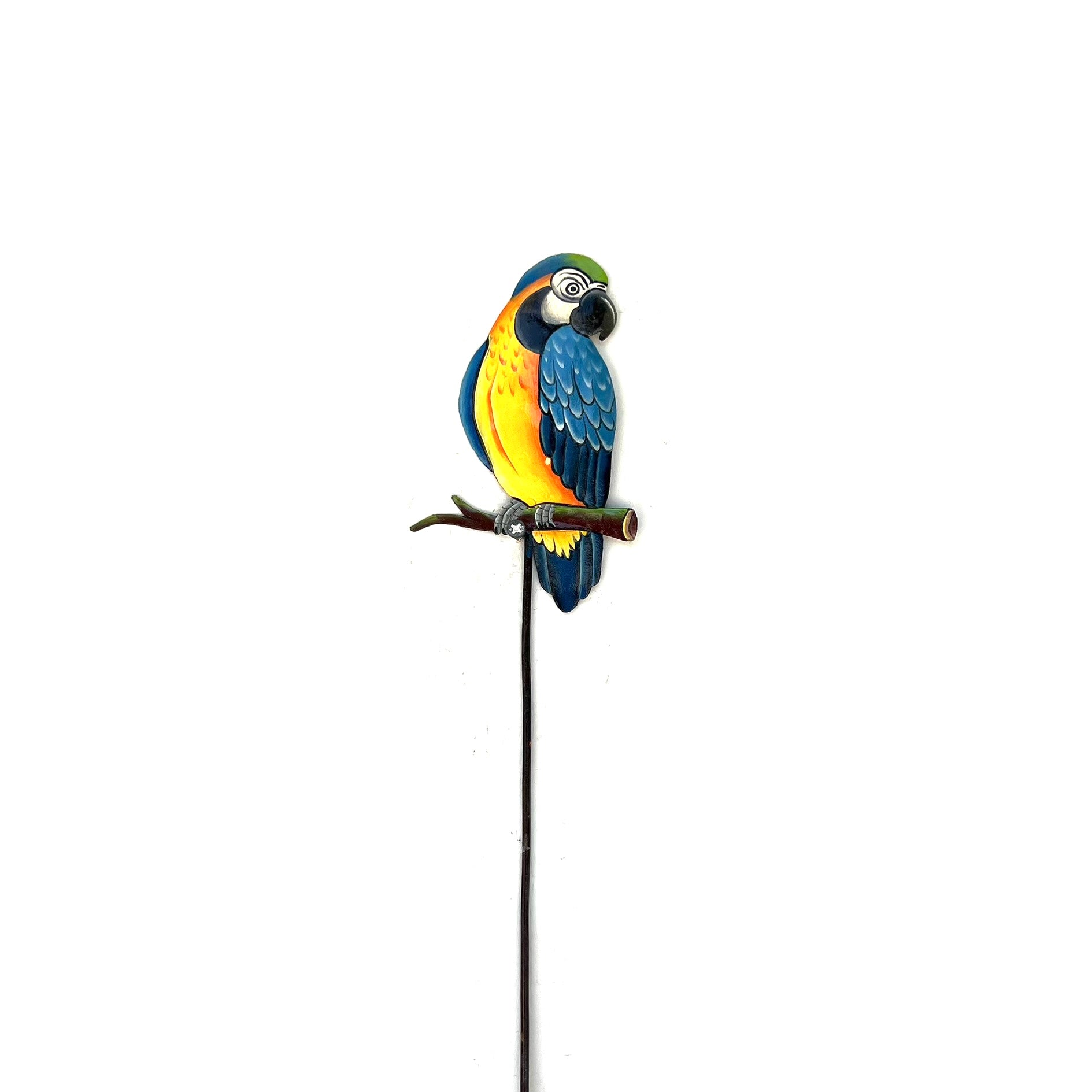 Parrot Garden Stake- Yellow and Blue