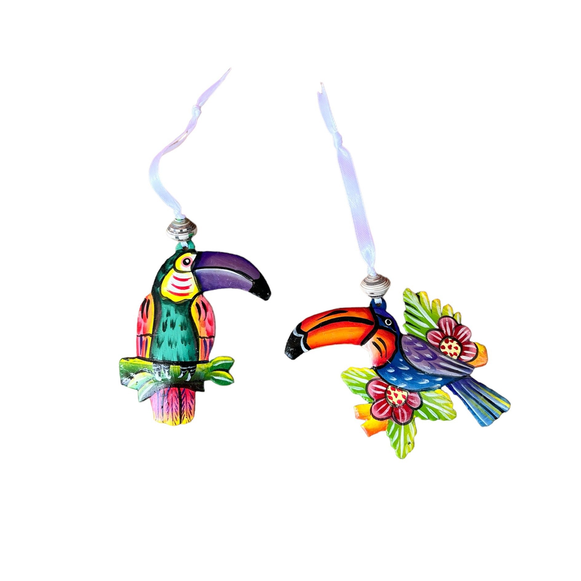 (Set of 2) Toucan Bird Ornaments