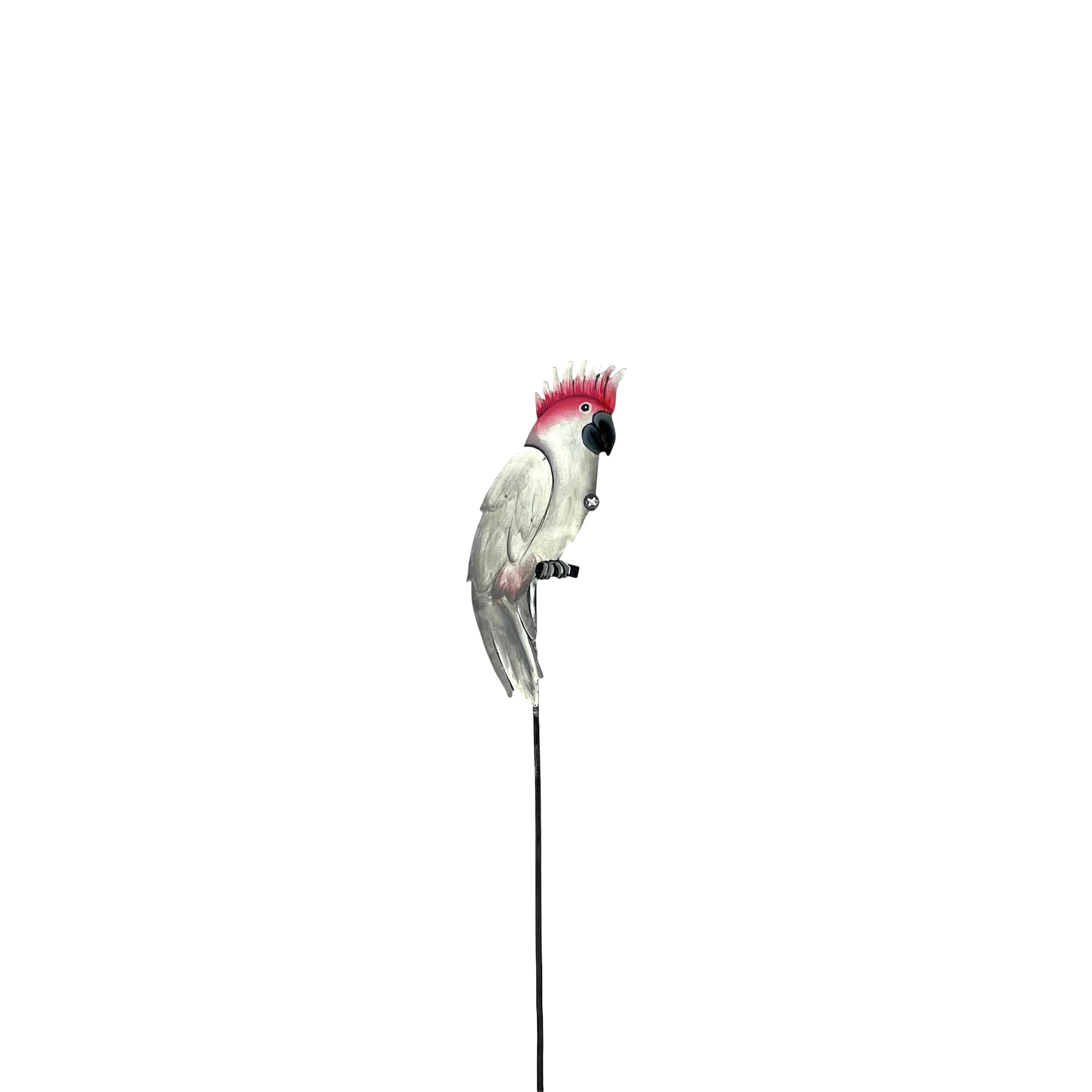 White- Parrot Garden Stake