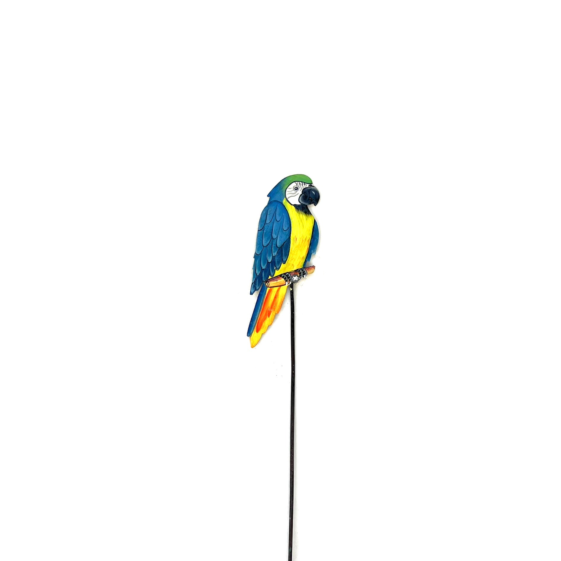 Parrot Garden Stake- Blue and Yellow