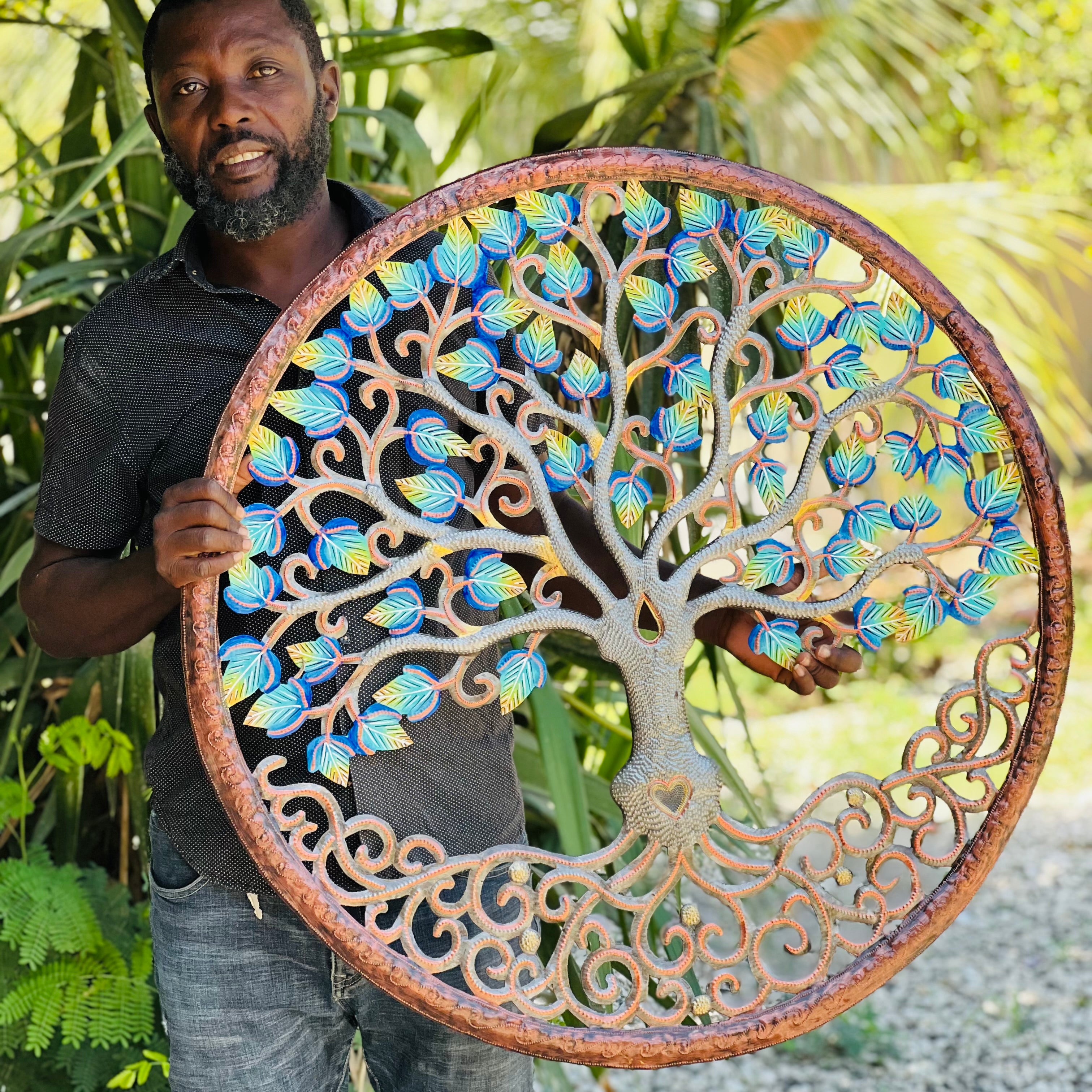 Jumbo- Bronze Circle Blue Tree