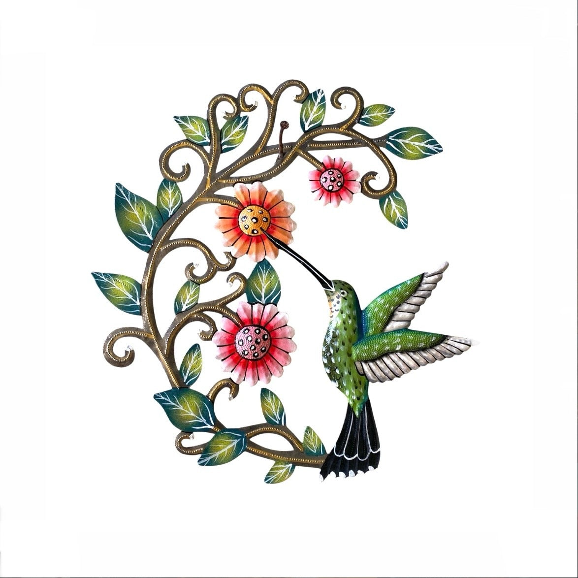 Green Hummingbird & Flowers