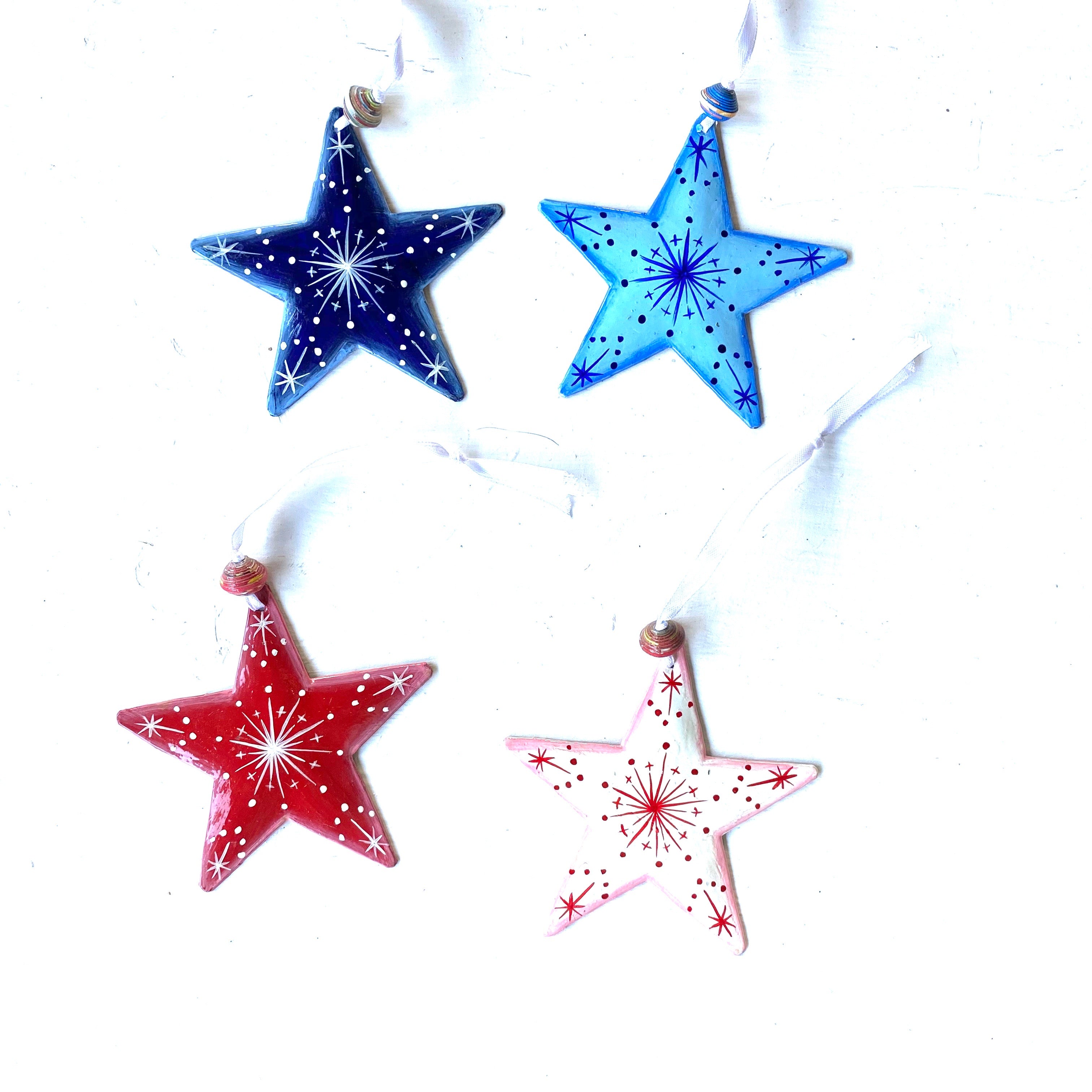 Set of 4 Stars (Red and Blue)
