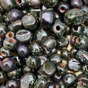 Green-Black Speckled Beads