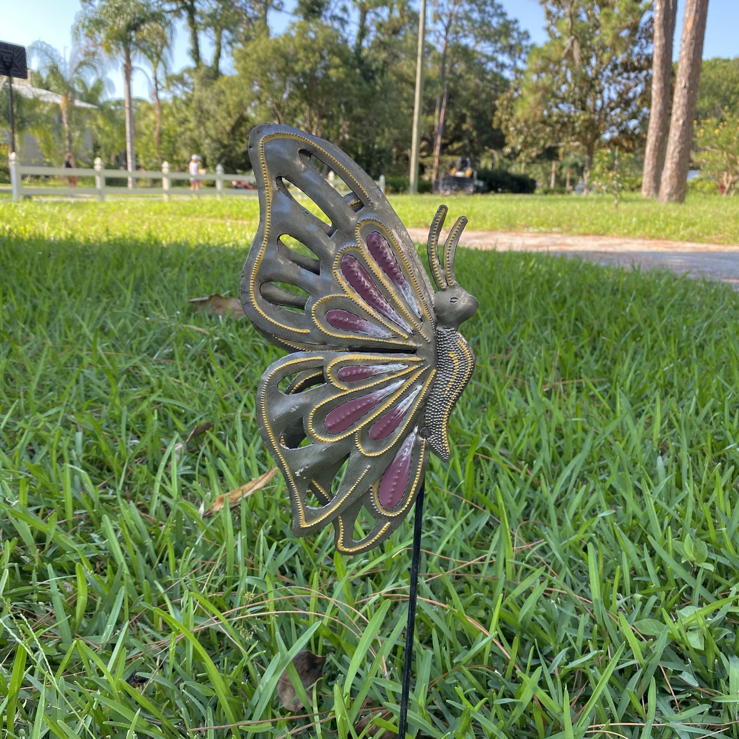 Set of Six Haitian Butterfly Garden Stake (Assorted)