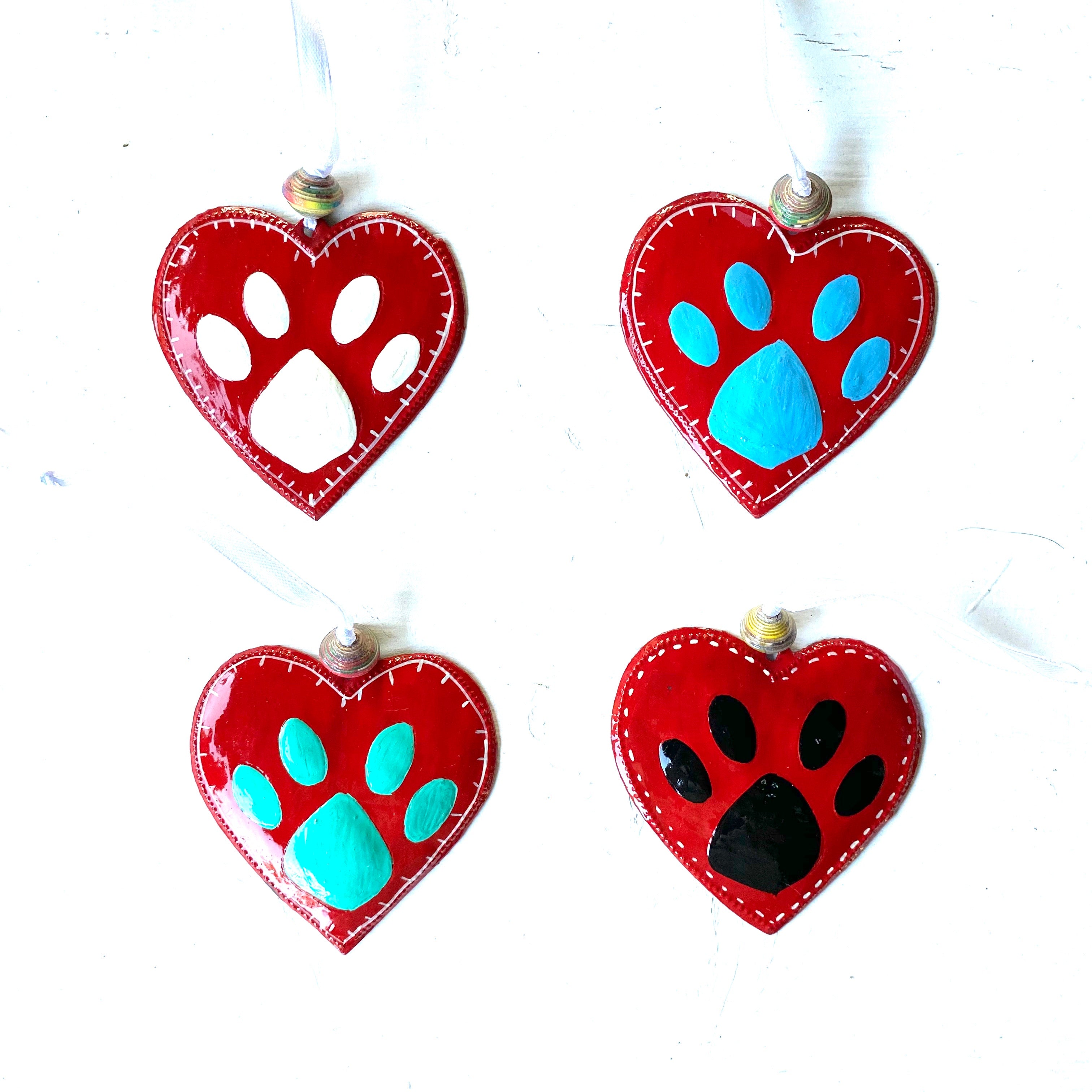Puppy Heart Ornaments (Set of 4)
