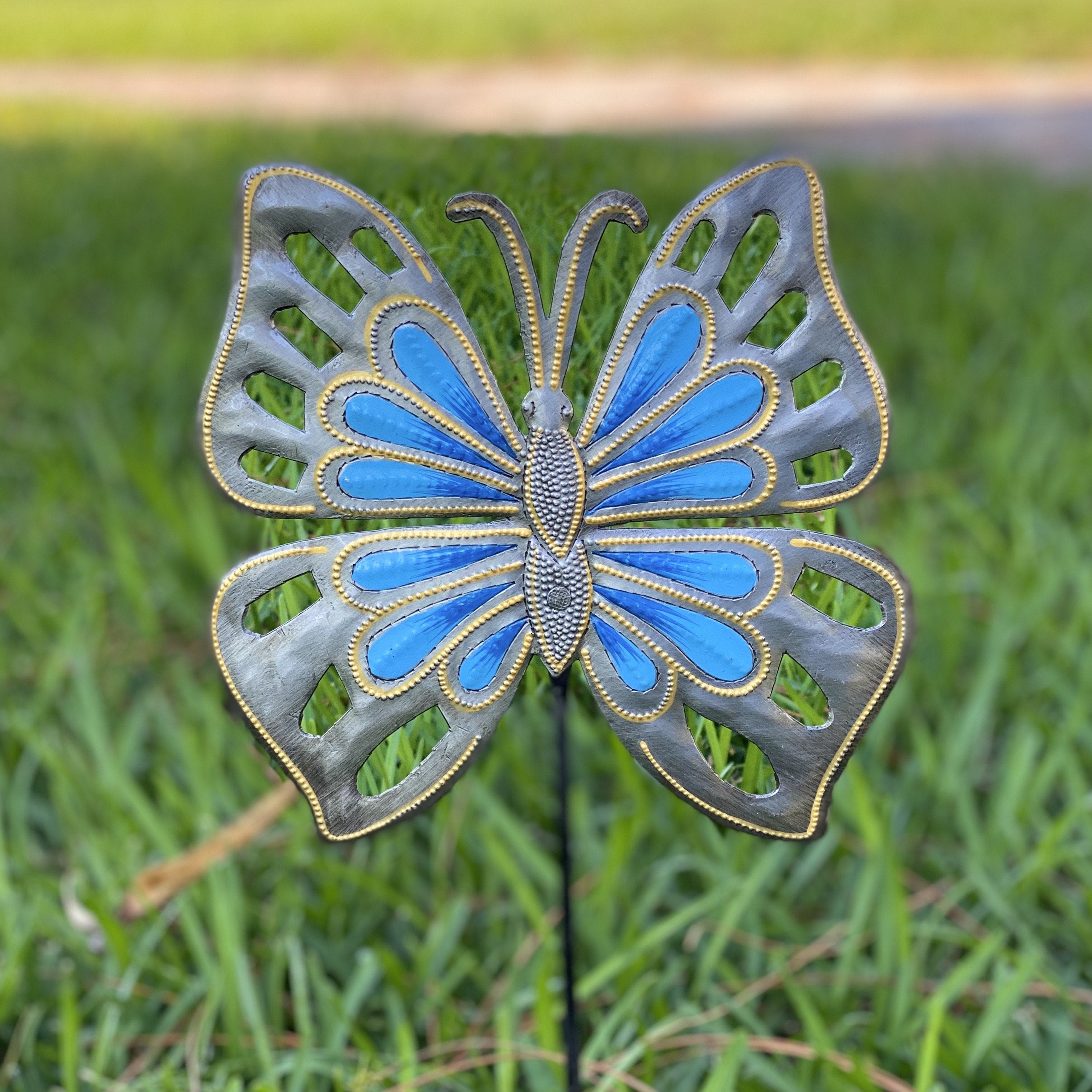 Set of Six Haitian Butterfly Garden Stake (Assorted)