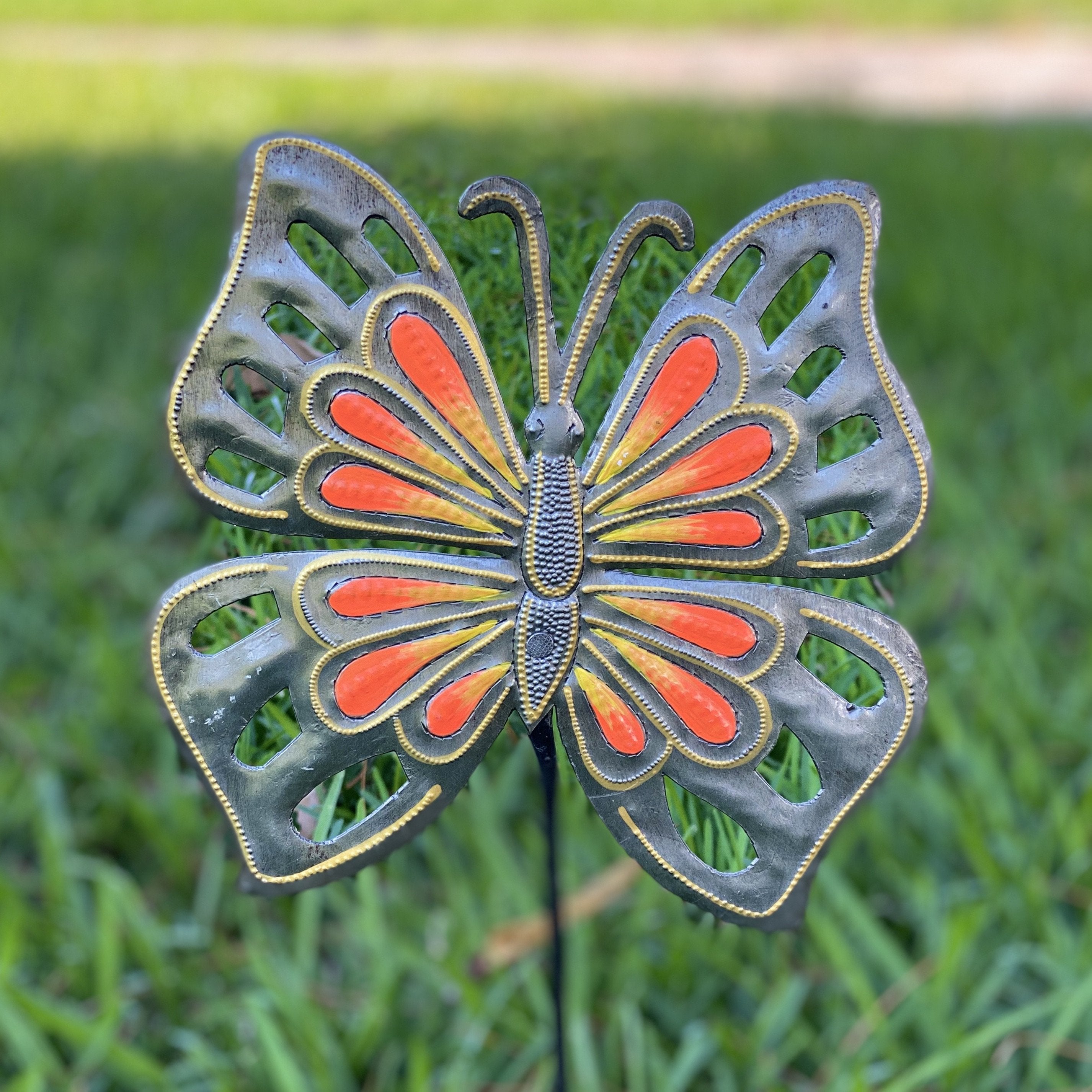 Set of Six Haitian Butterfly Garden Stake (Assorted)