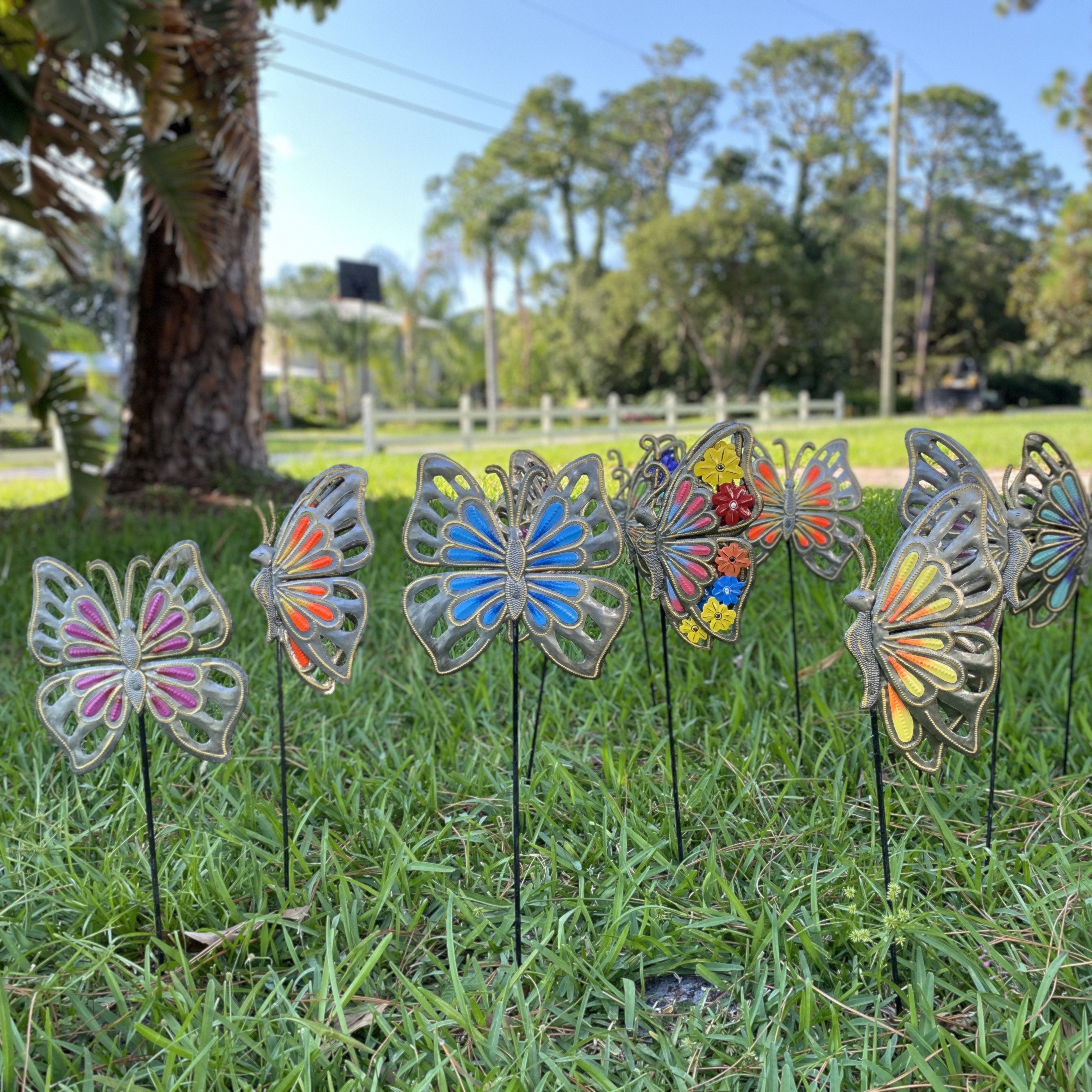 Set of Six Haitian Butterfly Garden Stake (Assorted)