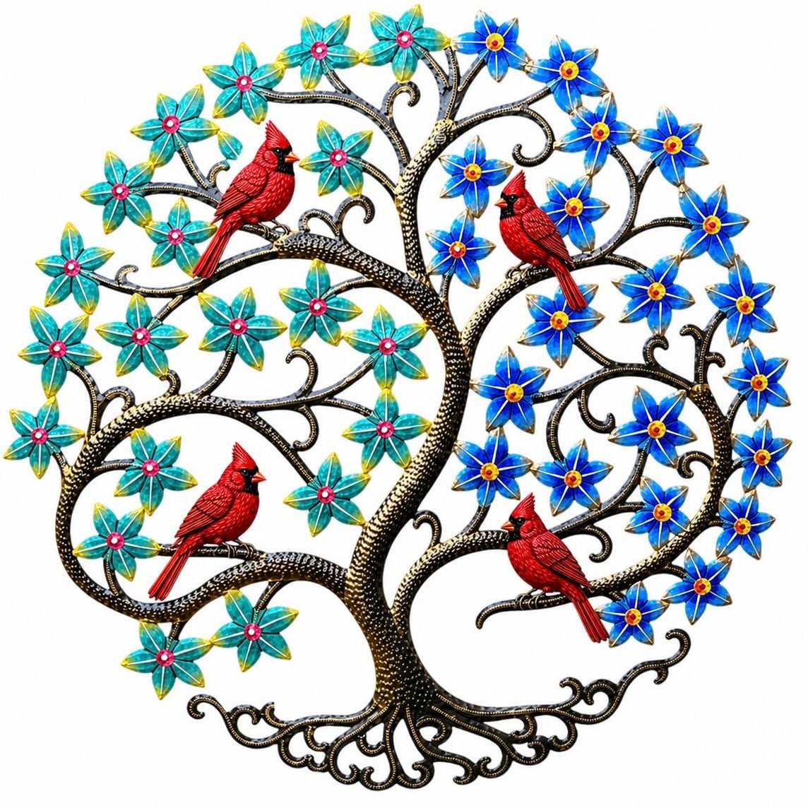 Jumbo Roodlet Blue & Turquoise Tree in Bloom- Cardinal