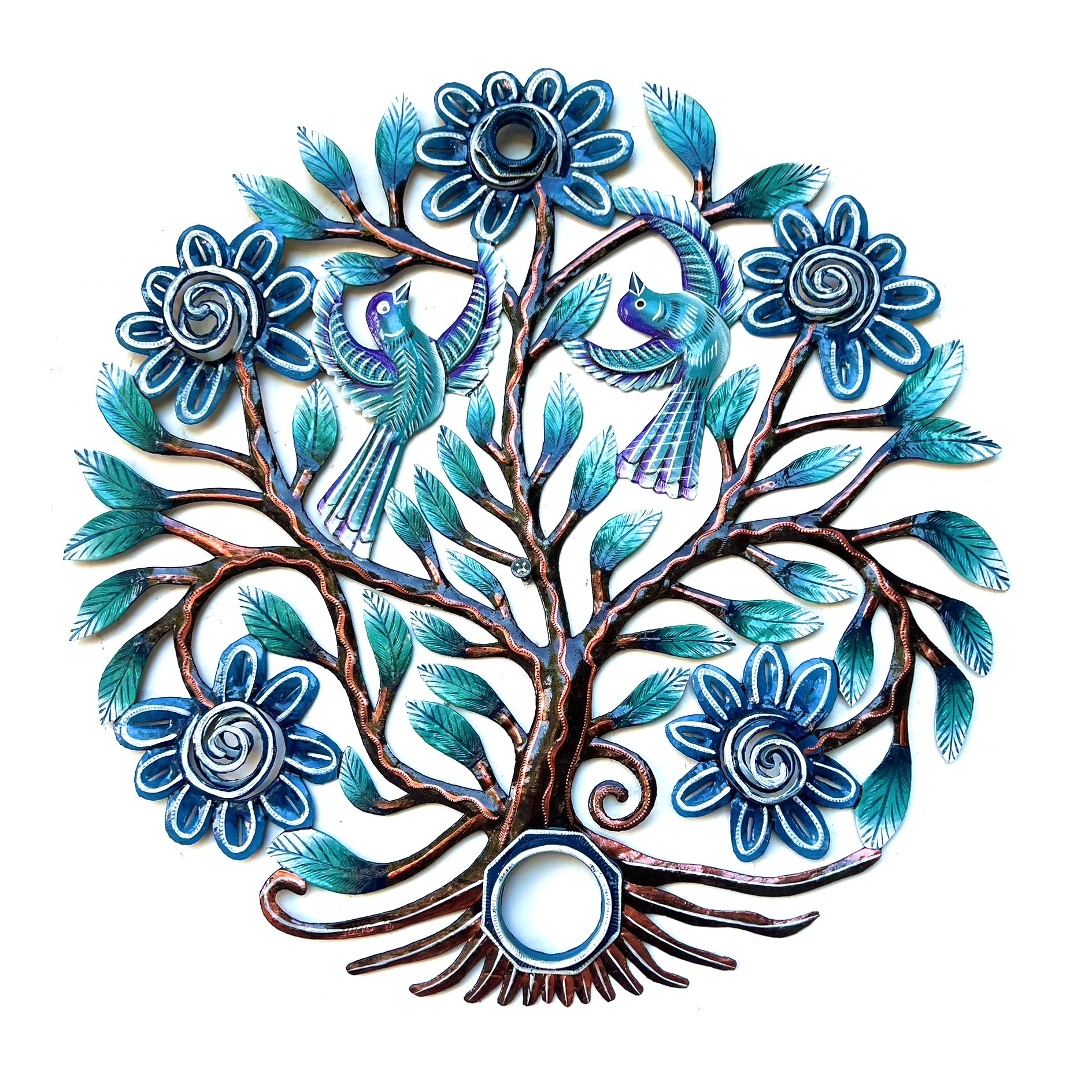 Oil Top Drum Blue Bird & Tree