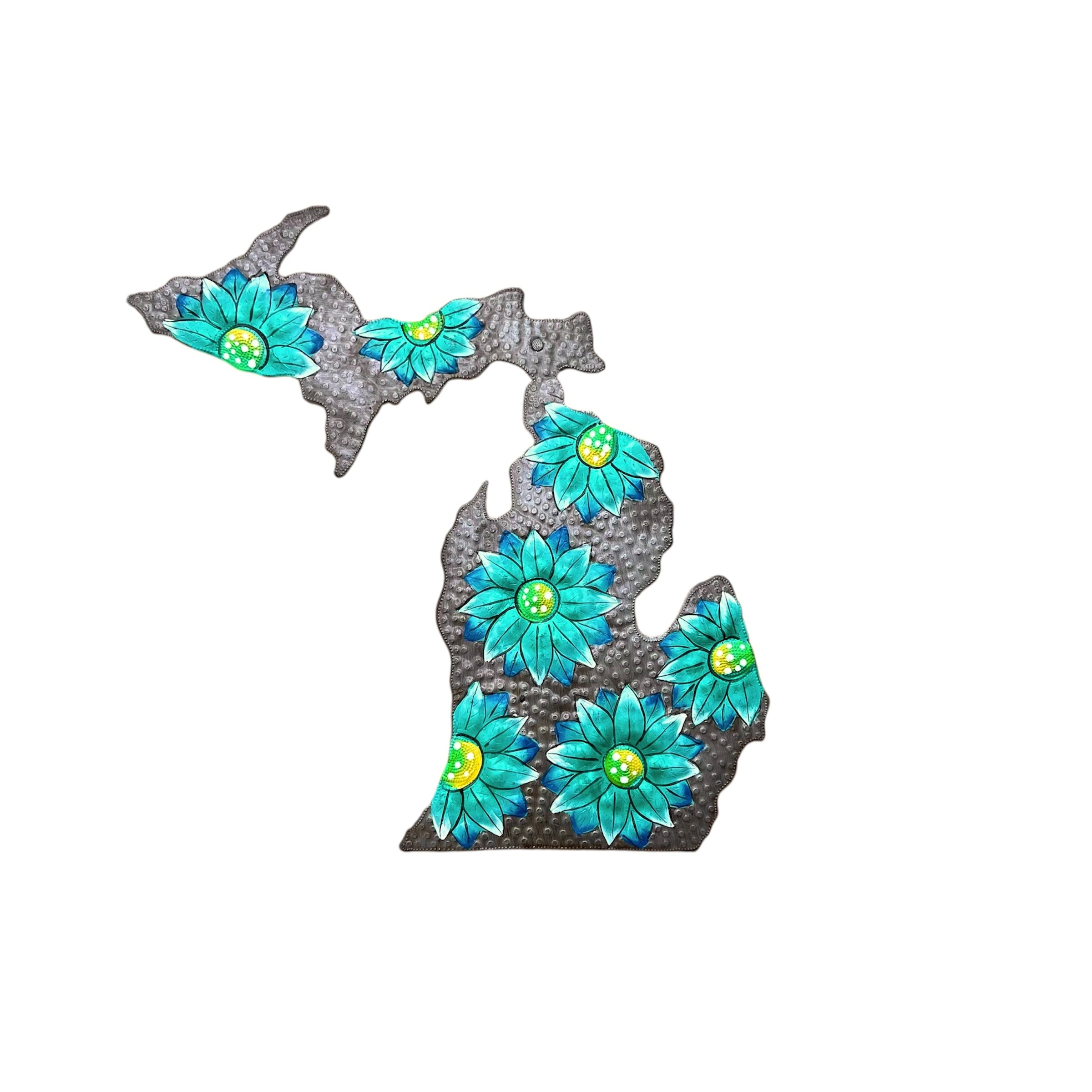 Michigan- State of America With Painting Flowers