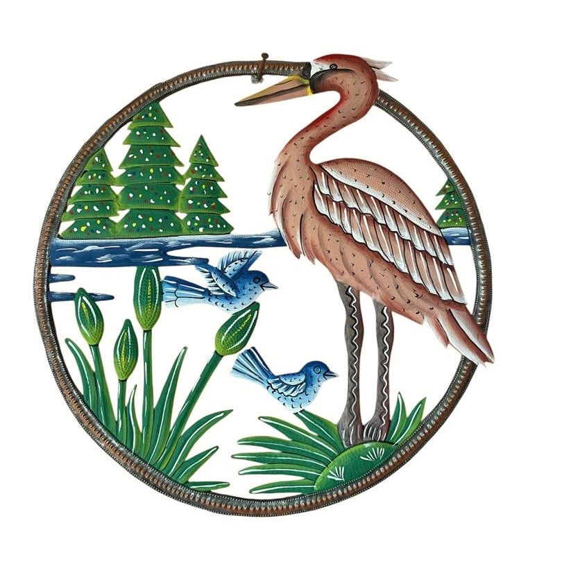 Evens- Round Sandhill Crane With Tree & Birds