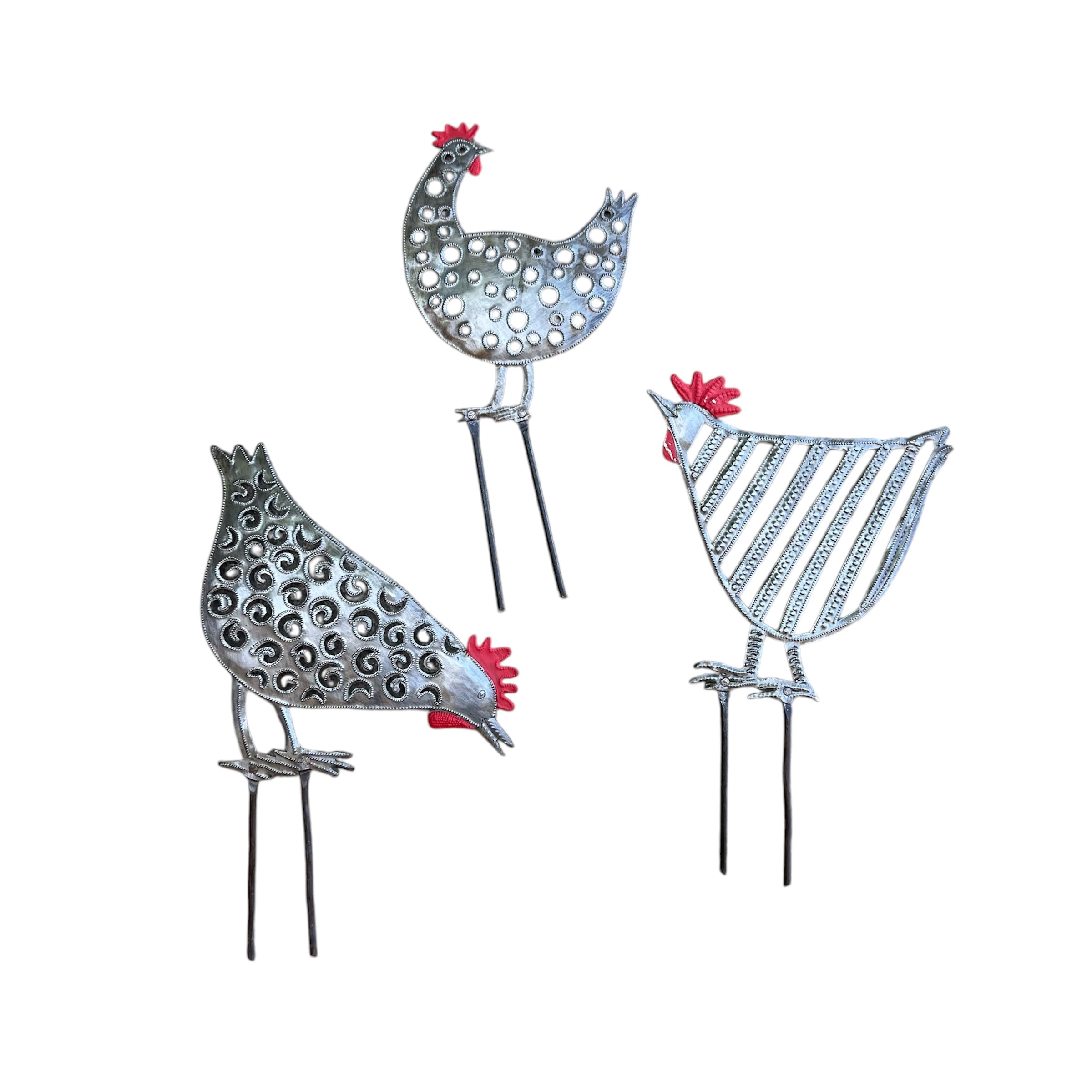 (Set of 3) Chicken Garden Stakes