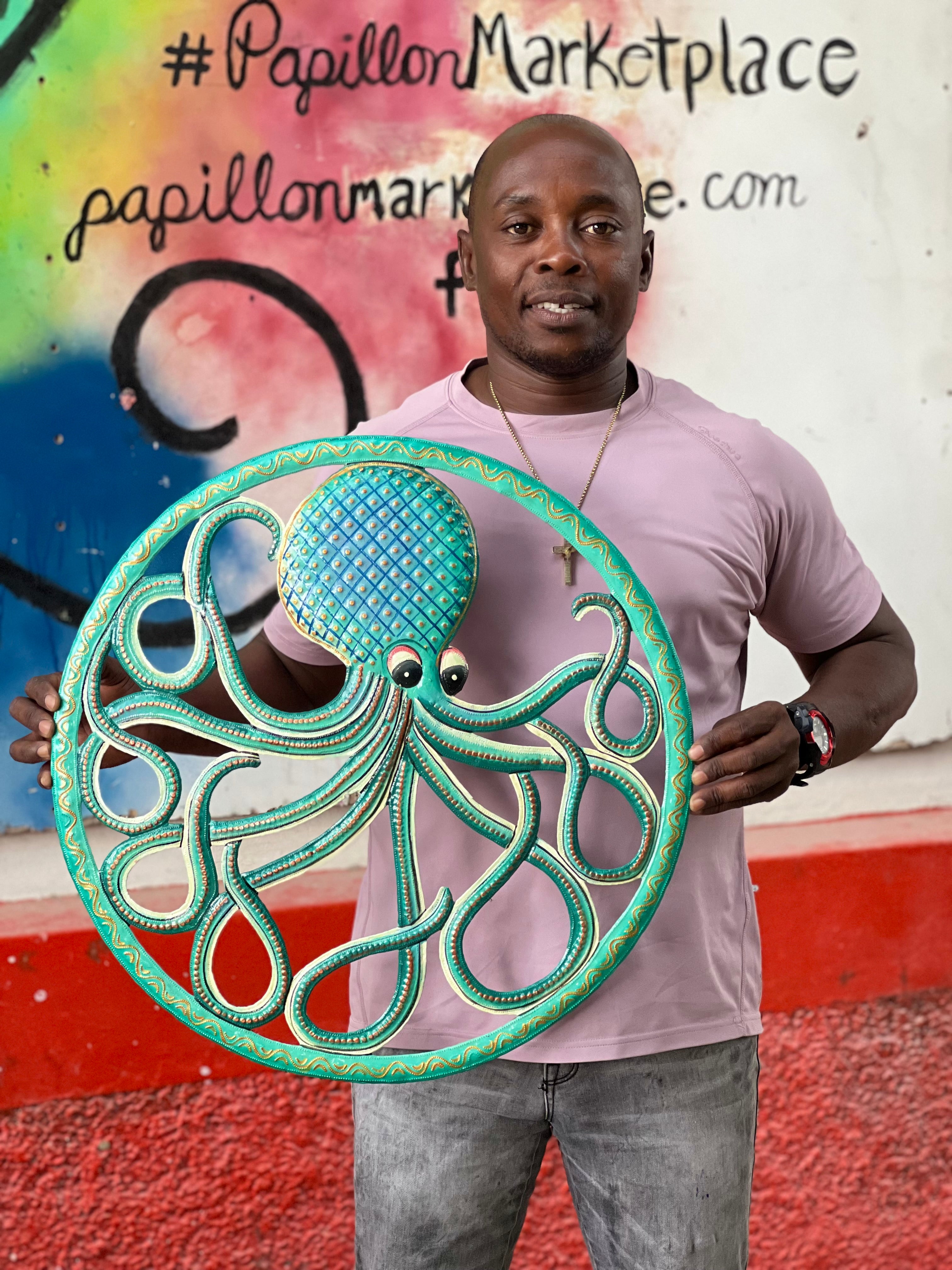 Colbert- Circle Turquoise Octopus