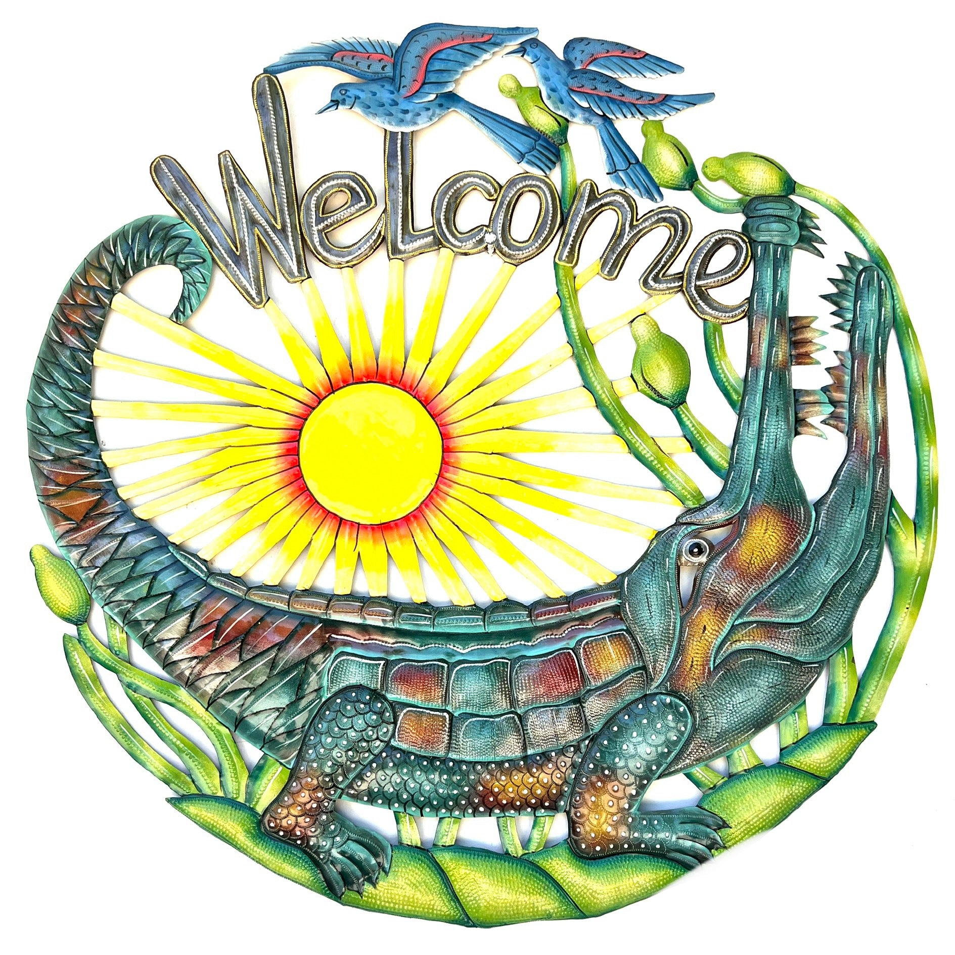 Jumbo- Round Welcome Green Alligator