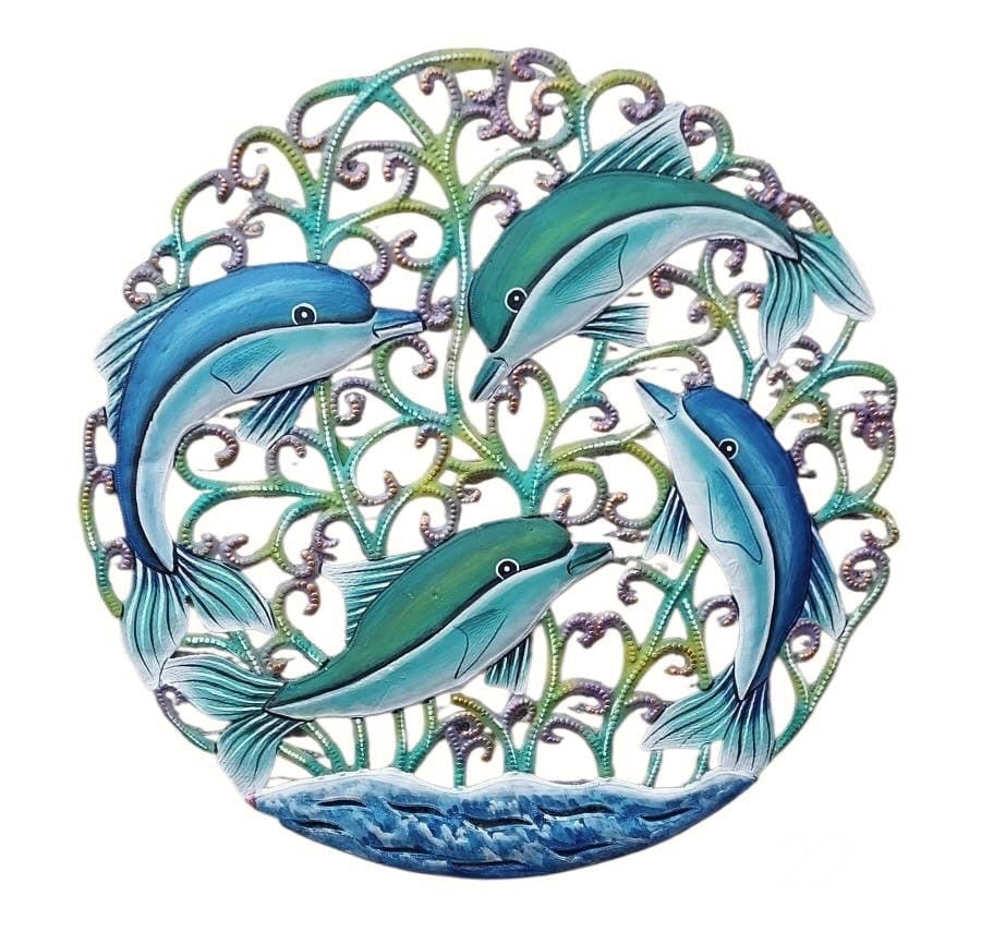 Colbert- Round Bleu Swimming Dolphin