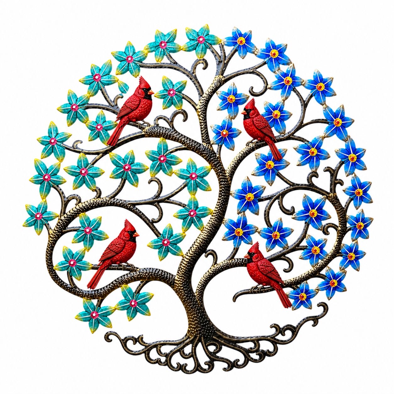 Roodlet Blue & Turquoise Tree in Bloom- Cardinal