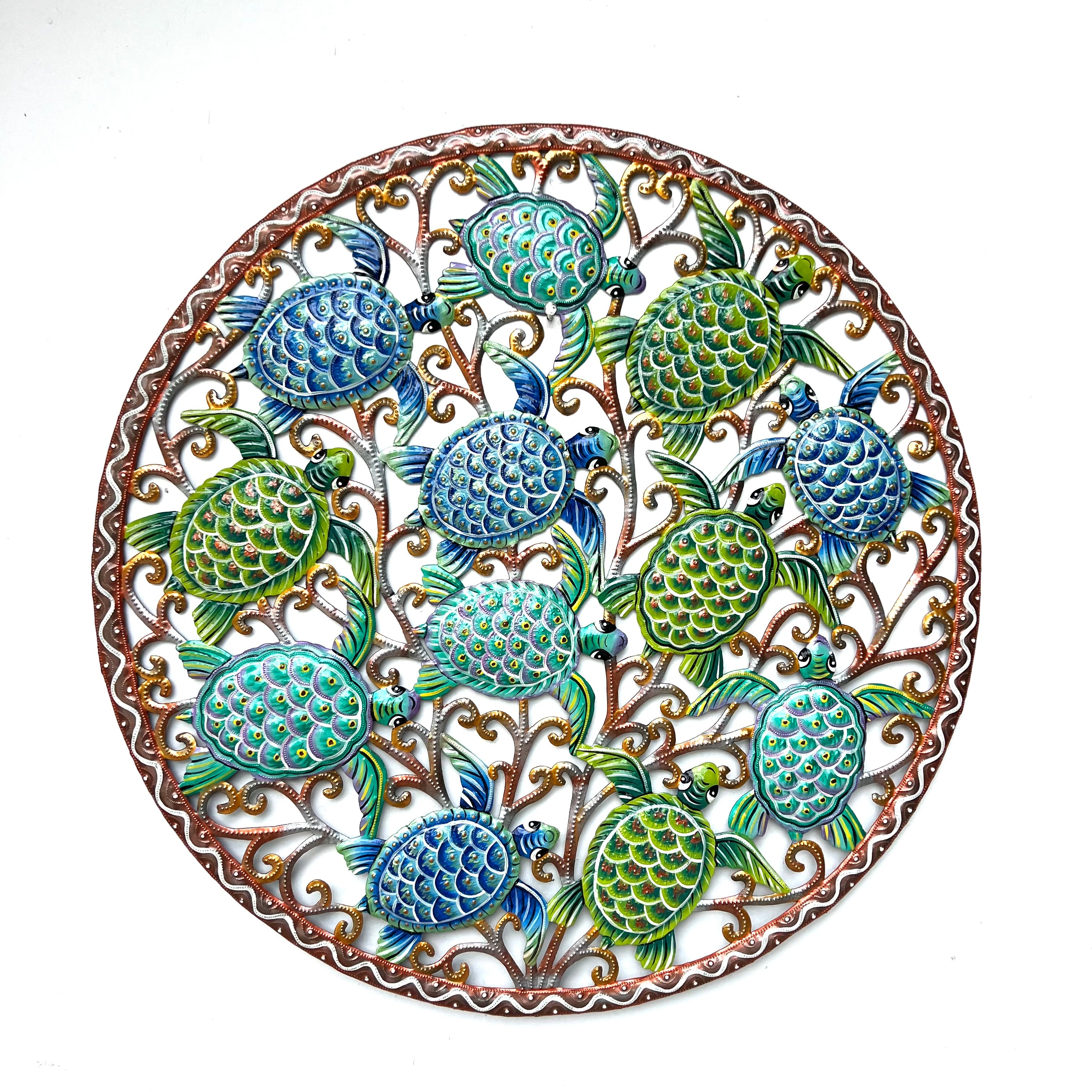 Colbert- Round Bronze & Painted Turtles