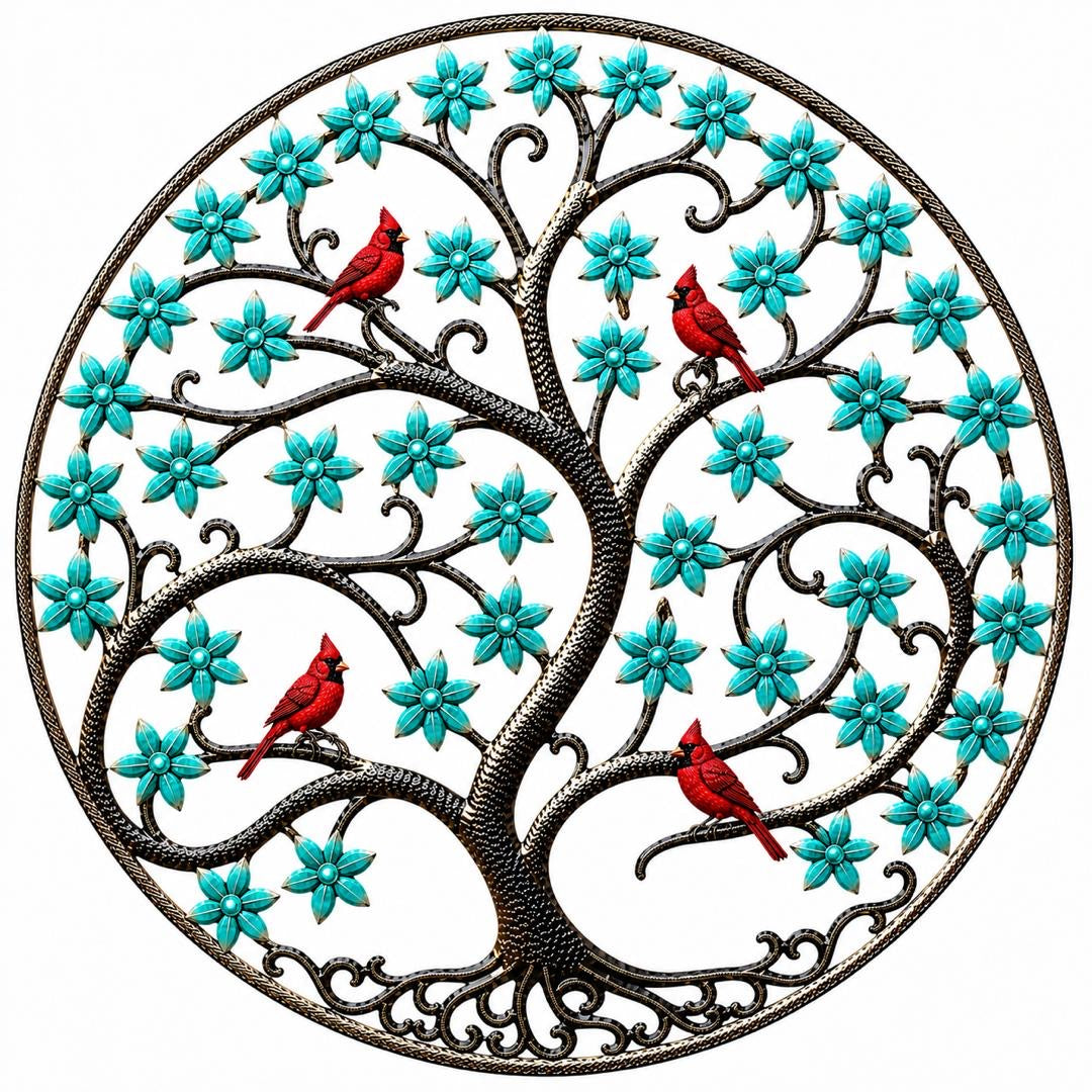 Jumbo Roodlet Turquoise Tree in Bloom- Cardinal