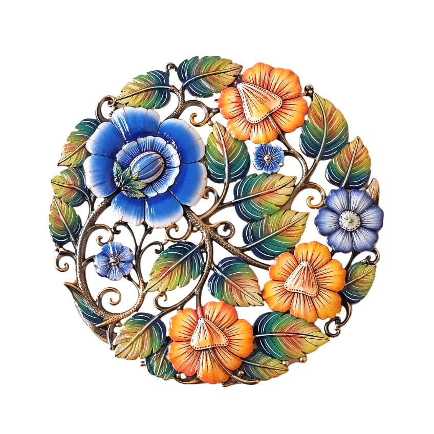 Agousto- Round Painted Choublak Flowers