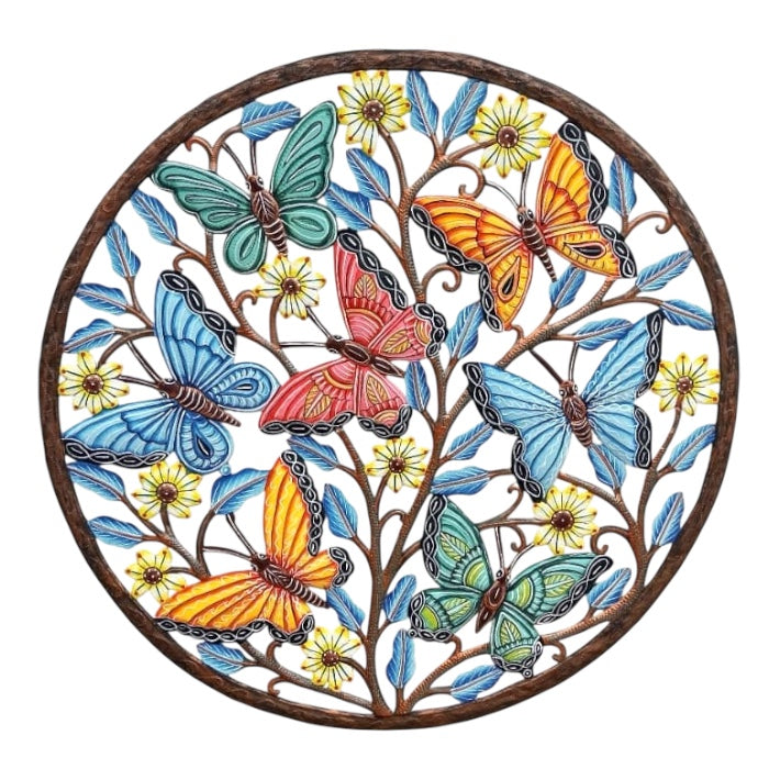 Jeff- Circle Bronze Colorful Butterflies