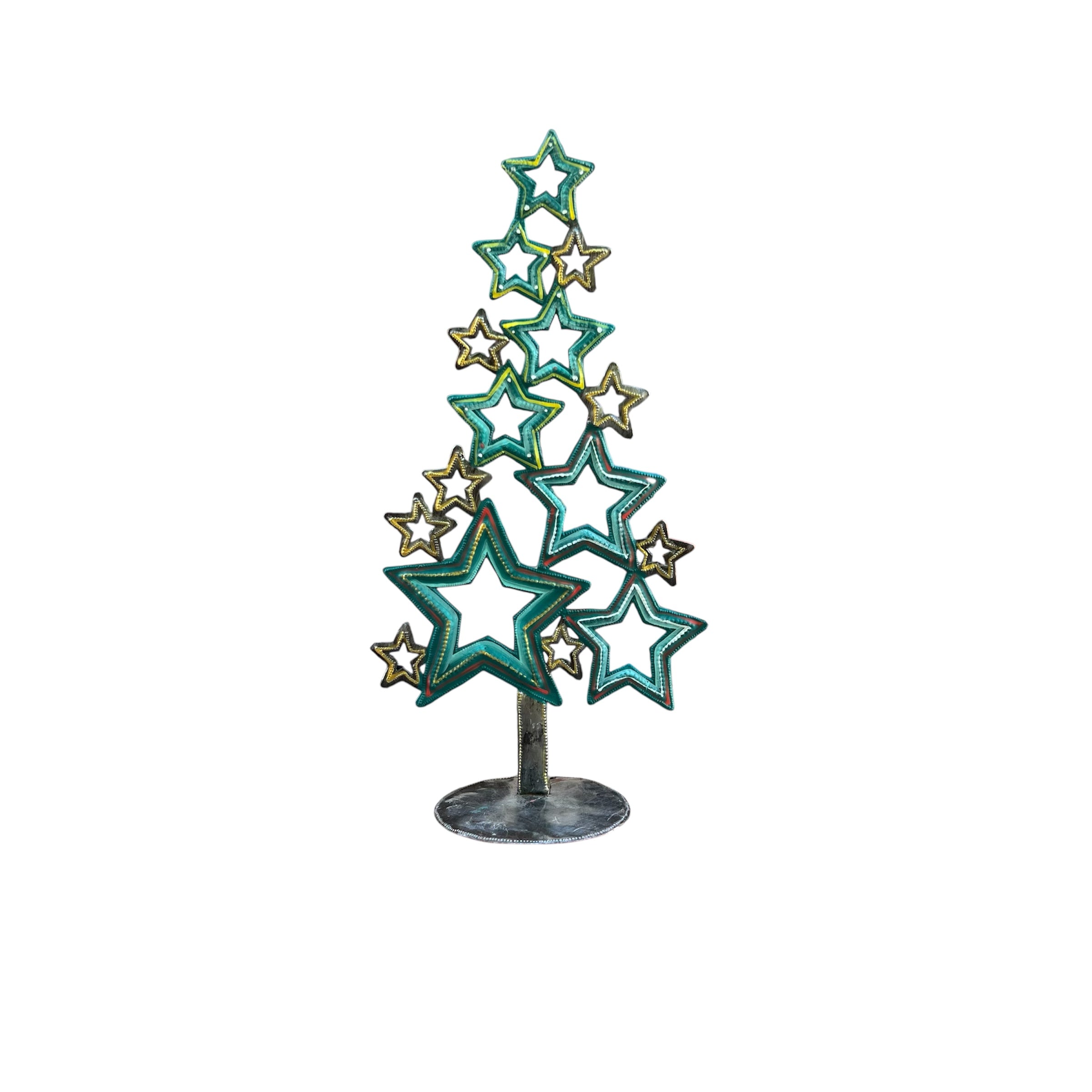 Standing Painted Christmas Tree- Stars
