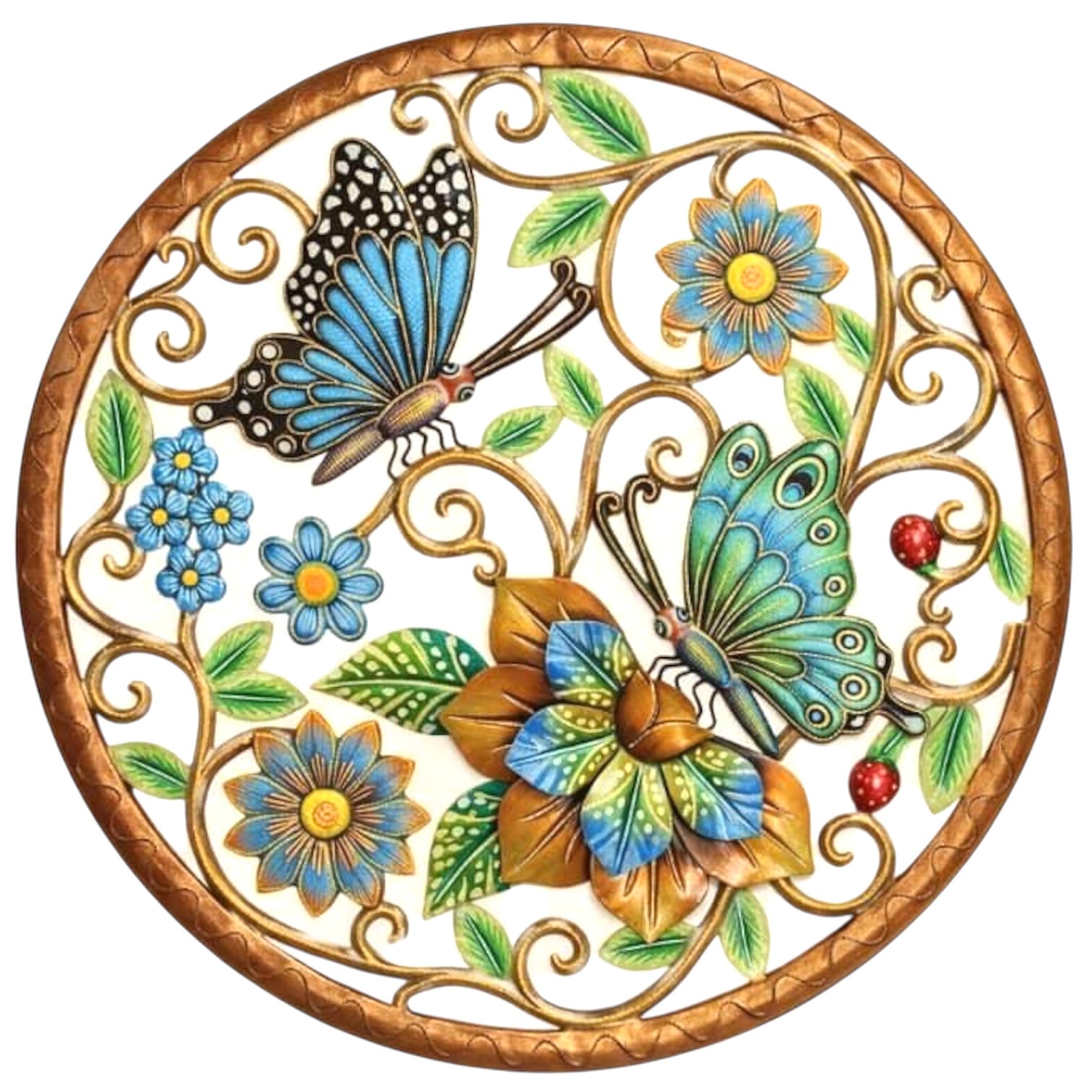 Odson- Jumbo Bronze Flower With Two Butterfly