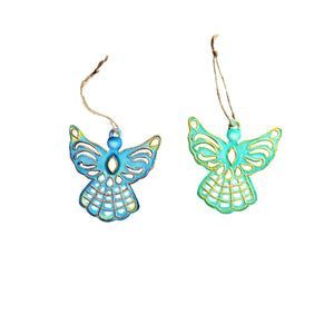 Set Of 2 Panted Angel Ornaments