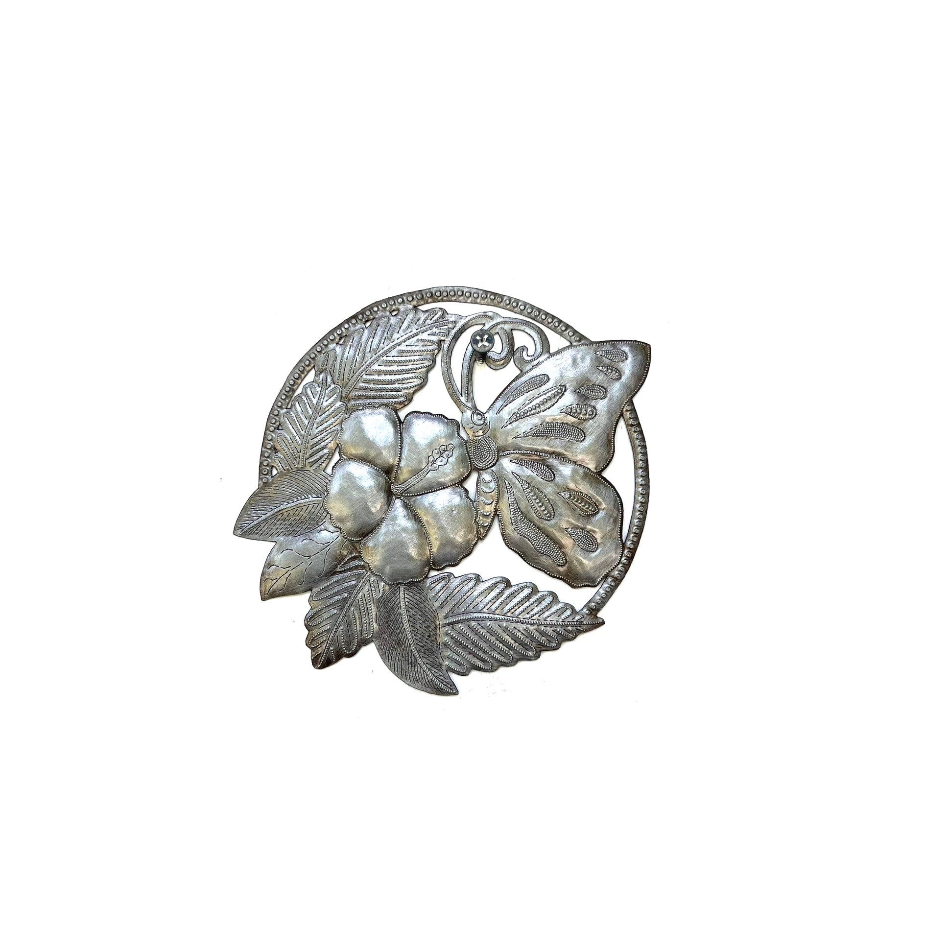 Lebrun- Small Round Butterfly & Hibiscus