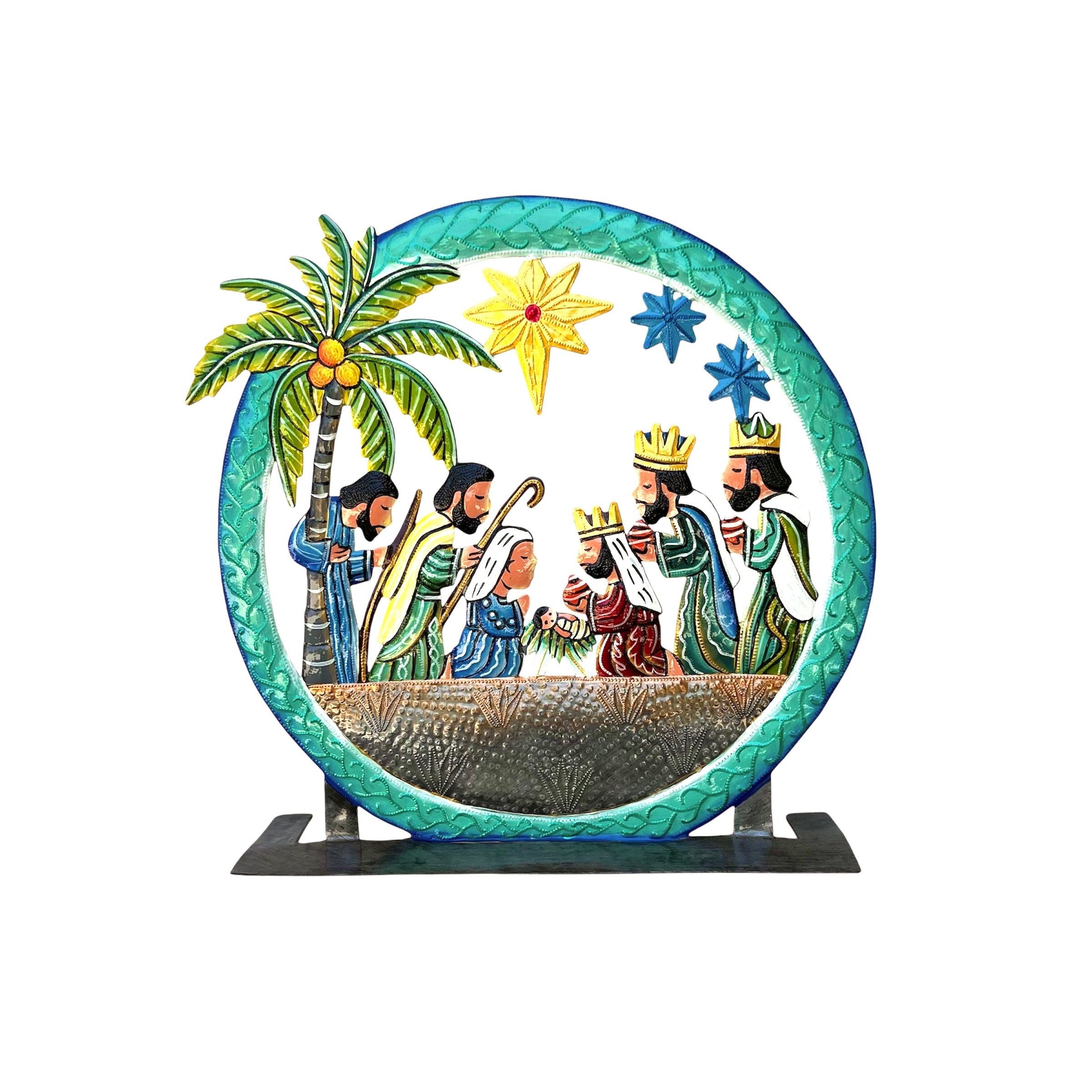 Louis Round Turquoise Standing Nativity