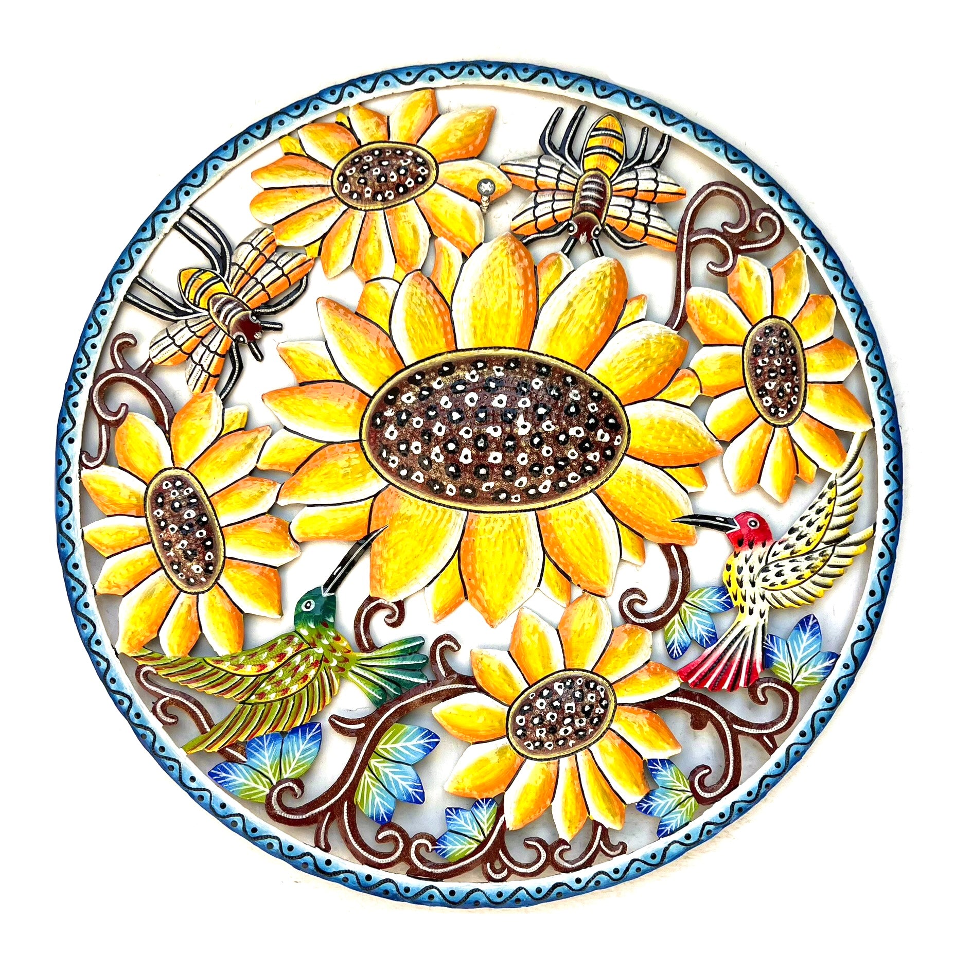 Achelet- Blue Circle & Yellow Sunflowers