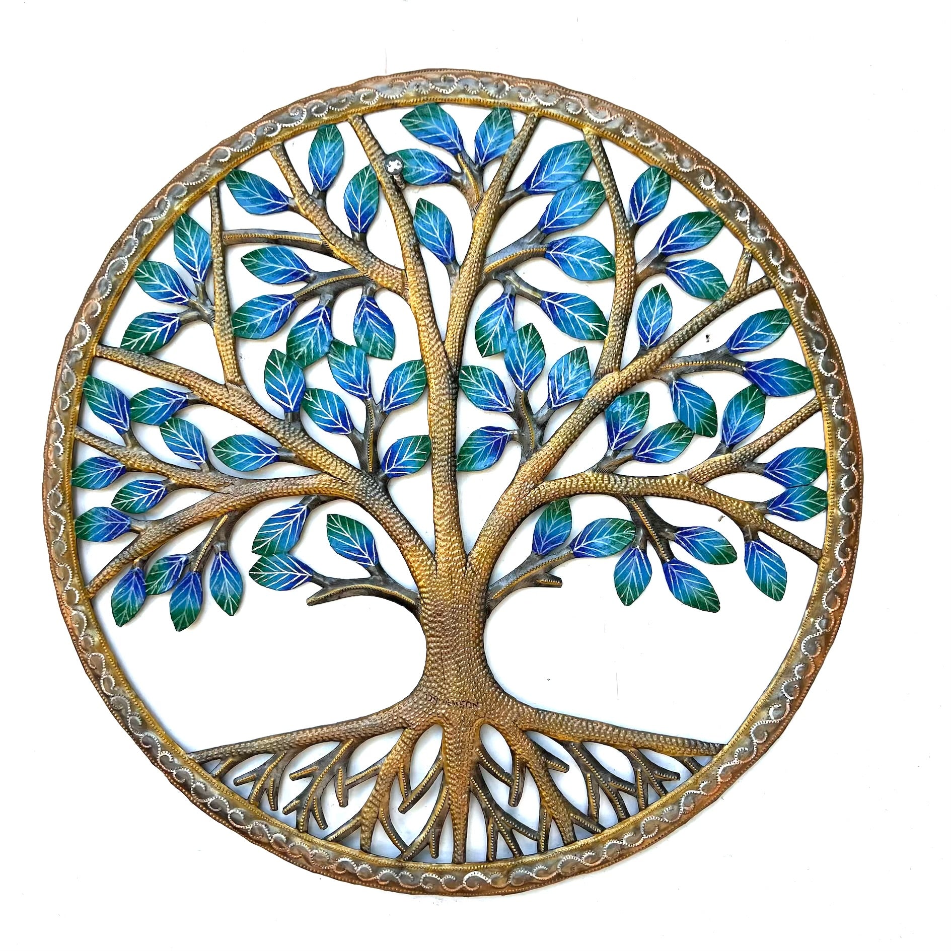 Dyvenson- Large Round Bronze Blue Leaf Tree