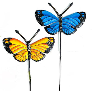 (Set Of 2)Buttery Garden Stake- Yellow/Blue