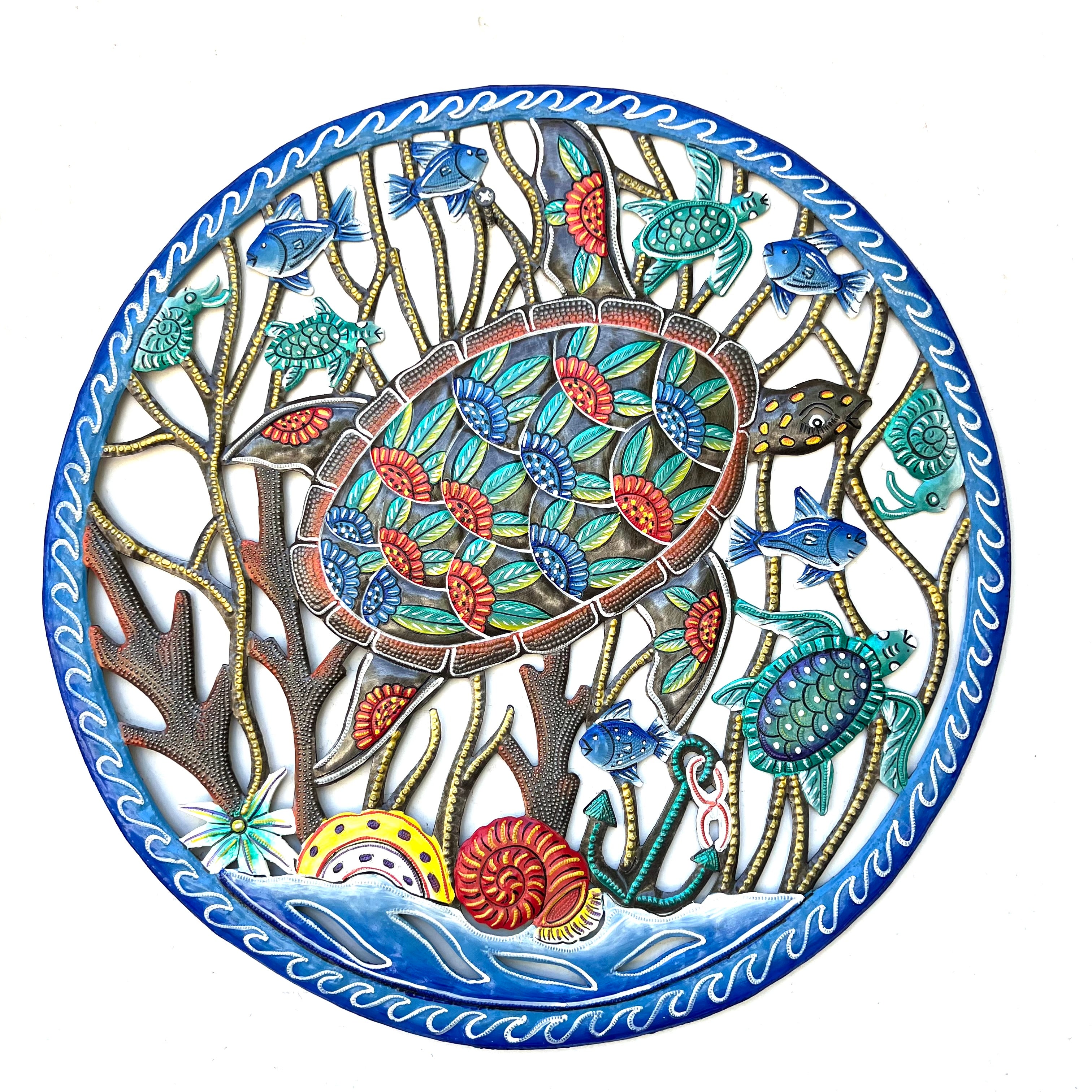 Blue Circle Turtle In The Ocean