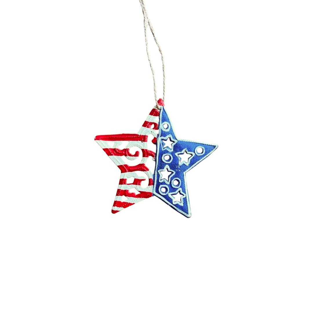 ZACKARIE- Design American Flag Star Ornament #1