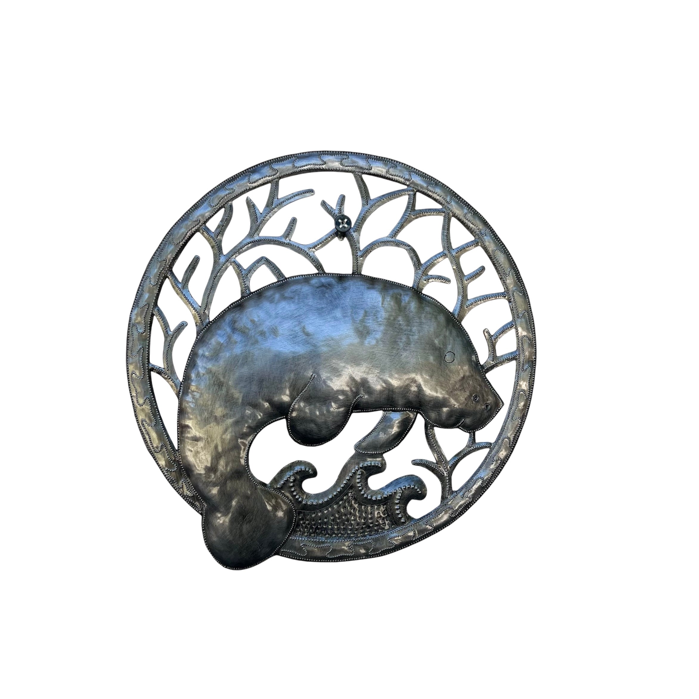 Round- Small Manatee Metalart