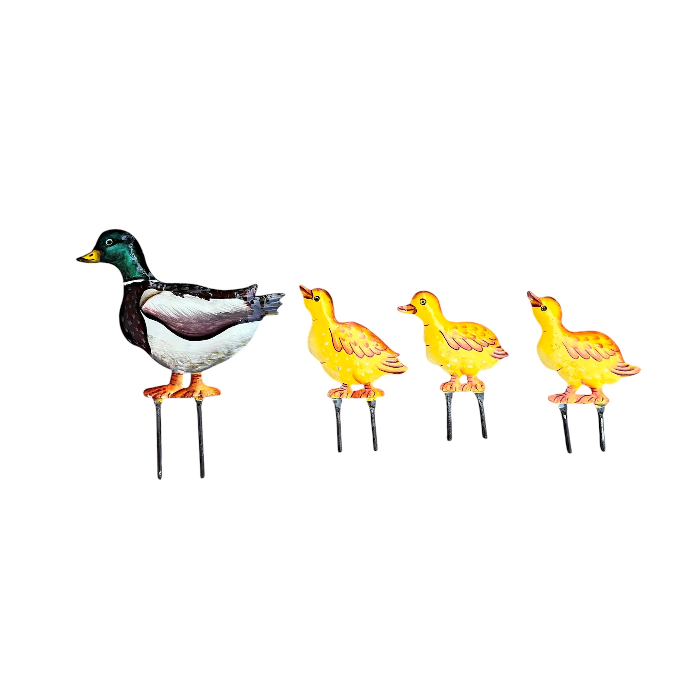 Painted Mother and Ducklings Garden Stake