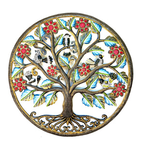 Round Bronze Tree And Birds
