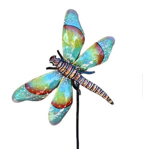 Lucson Dragonfly Garden Stake- Turquoise/Orange