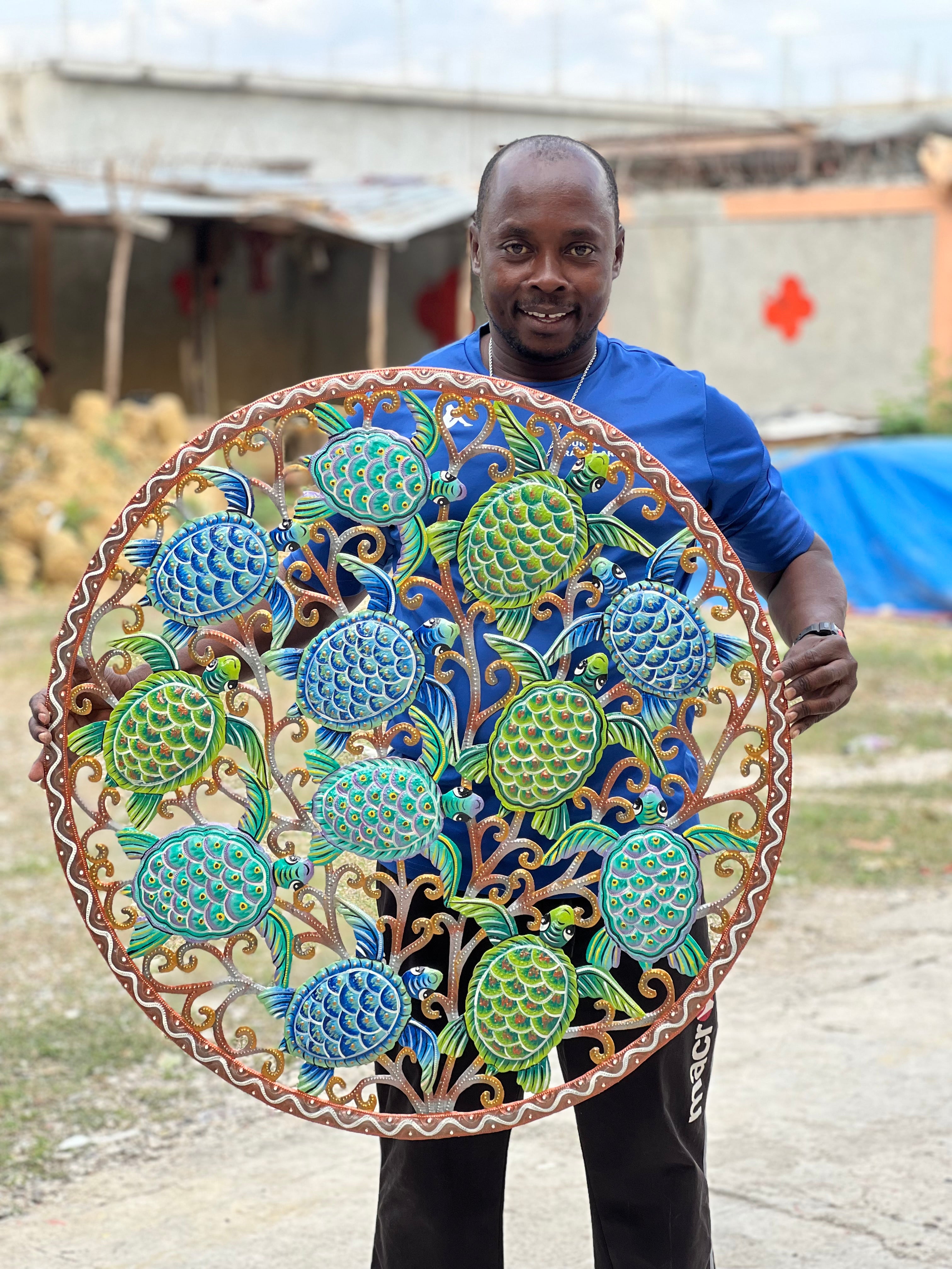 Colbert- Jumbo Round Bronze & Painted Turtles