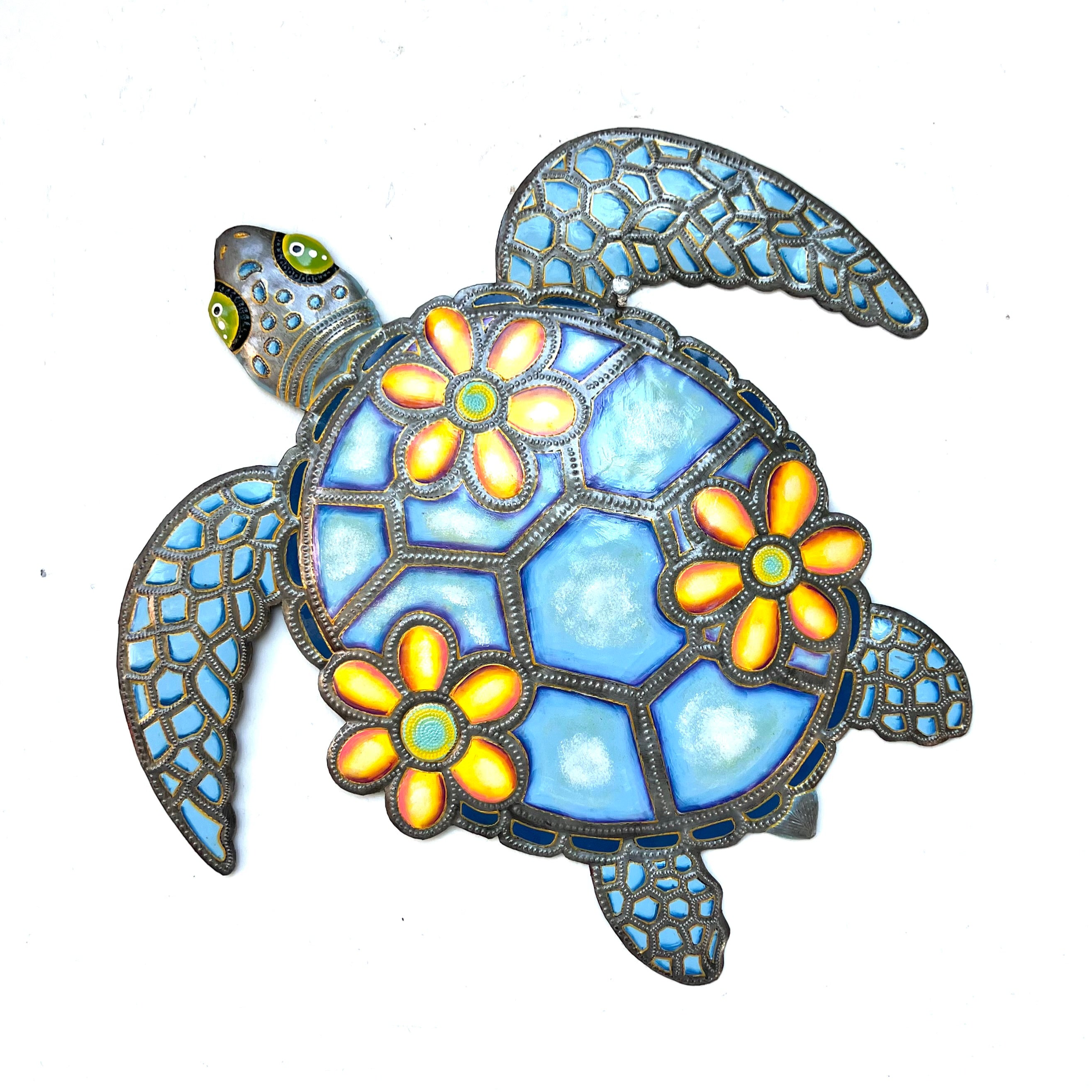 Orilien- Bleu Turtle With Flowers