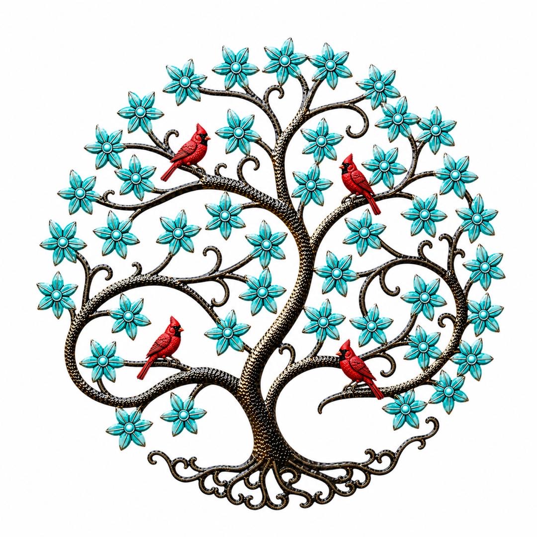 Jumbo Roodlet Turquoise Tree in Bloom- Cardinal