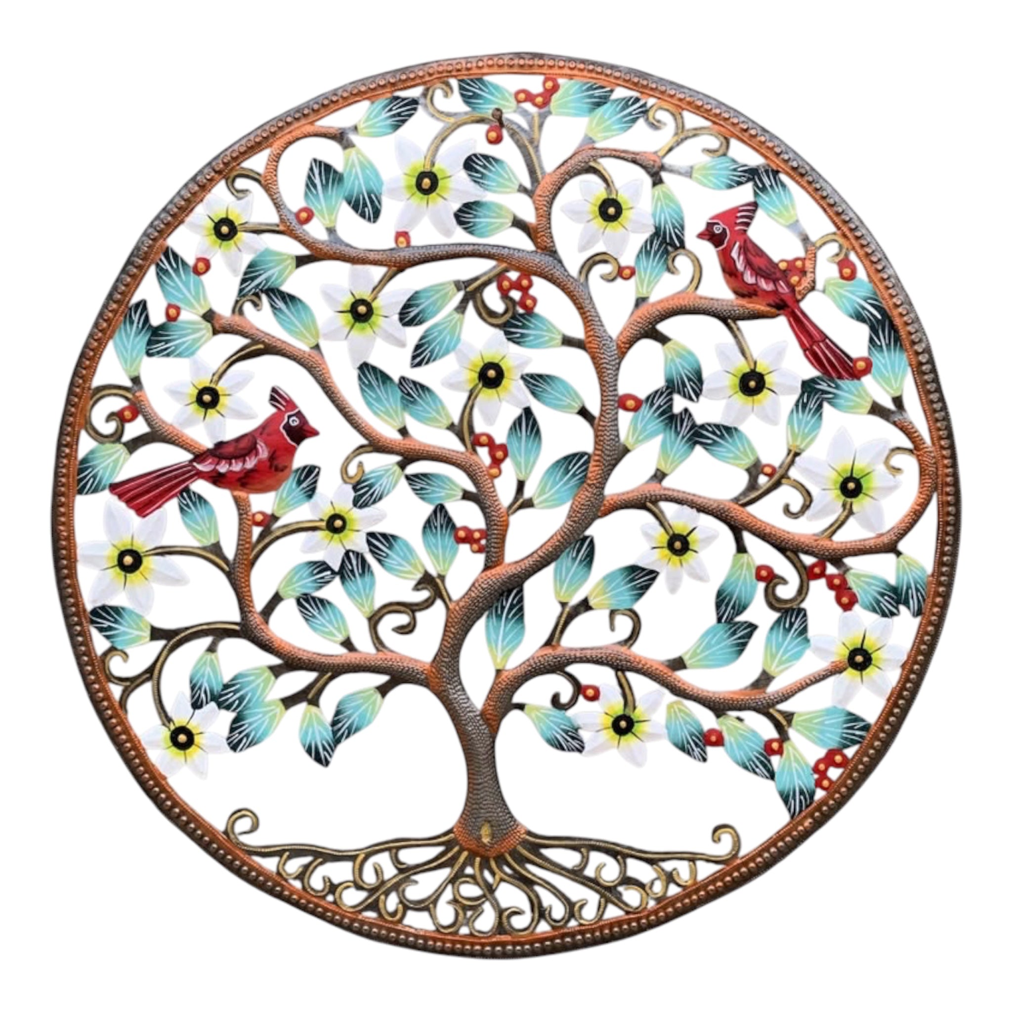 Jorby- Large Circle Bronze Tree Cardinal Bird