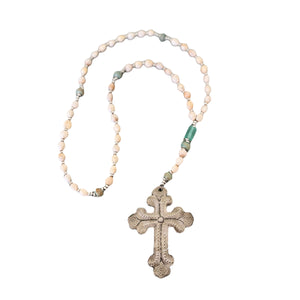 a beautiful light grey and blue rosary