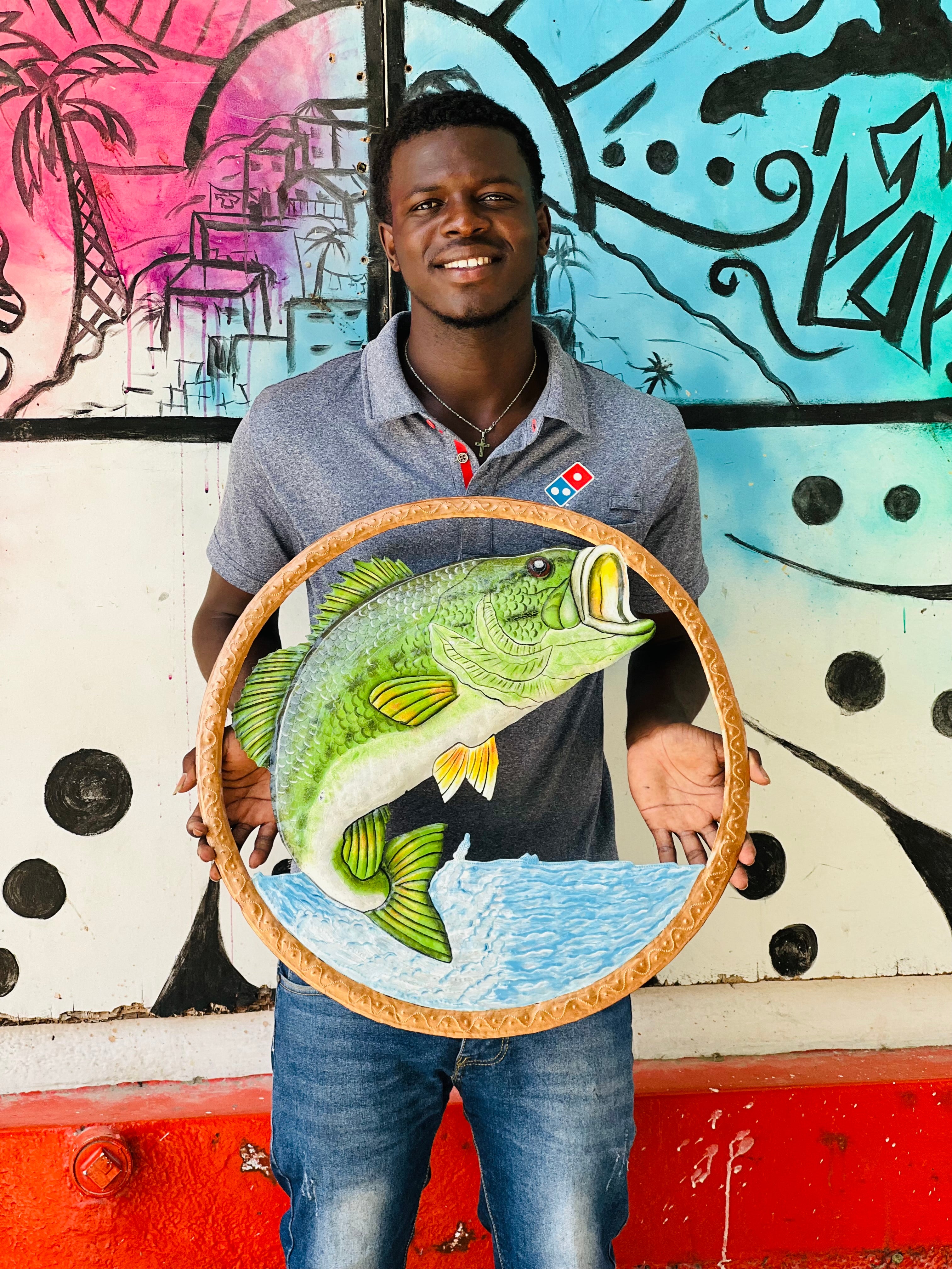 Evens- Circle Bronze Green Fish