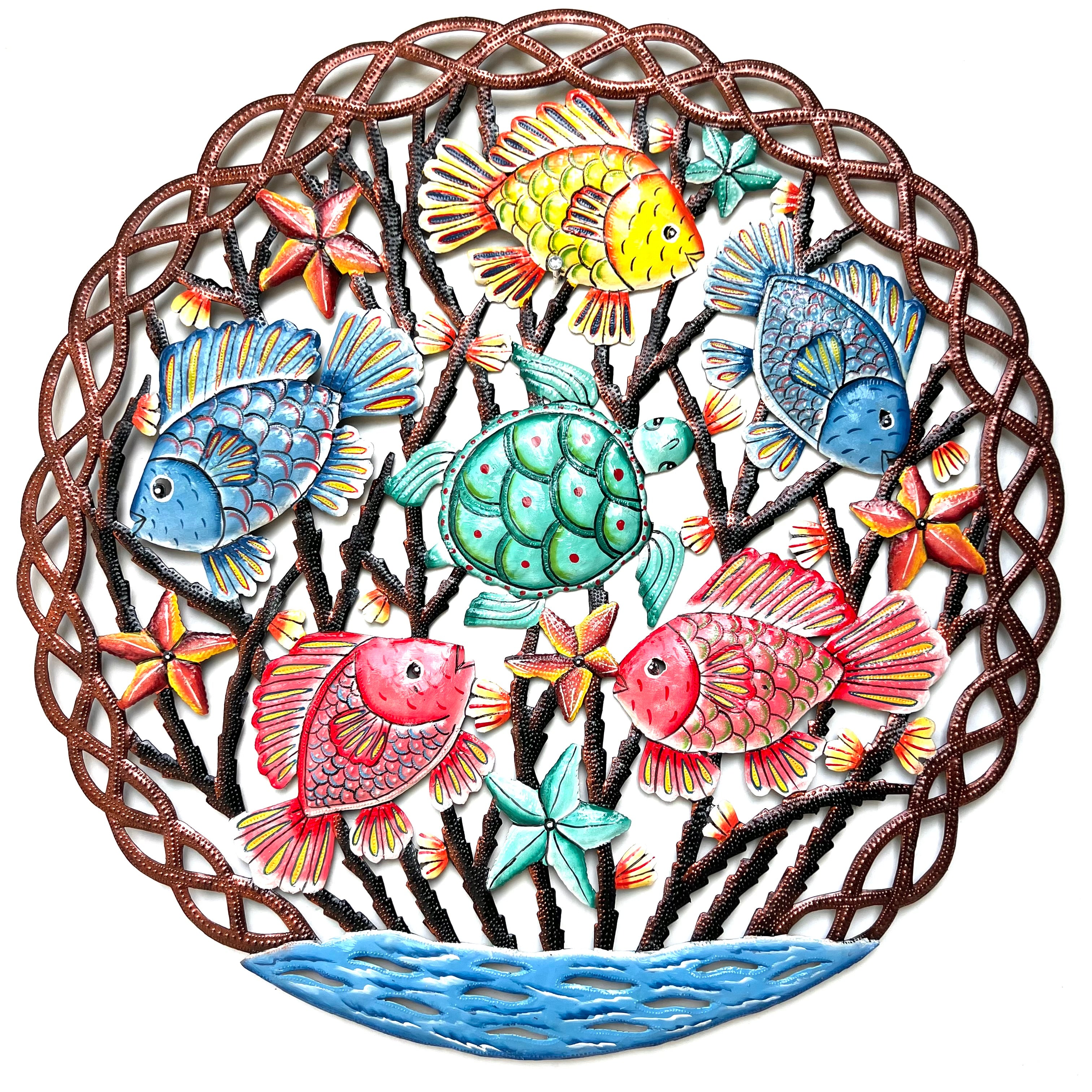 Jumbo- Circle Bronze Swimming Fish