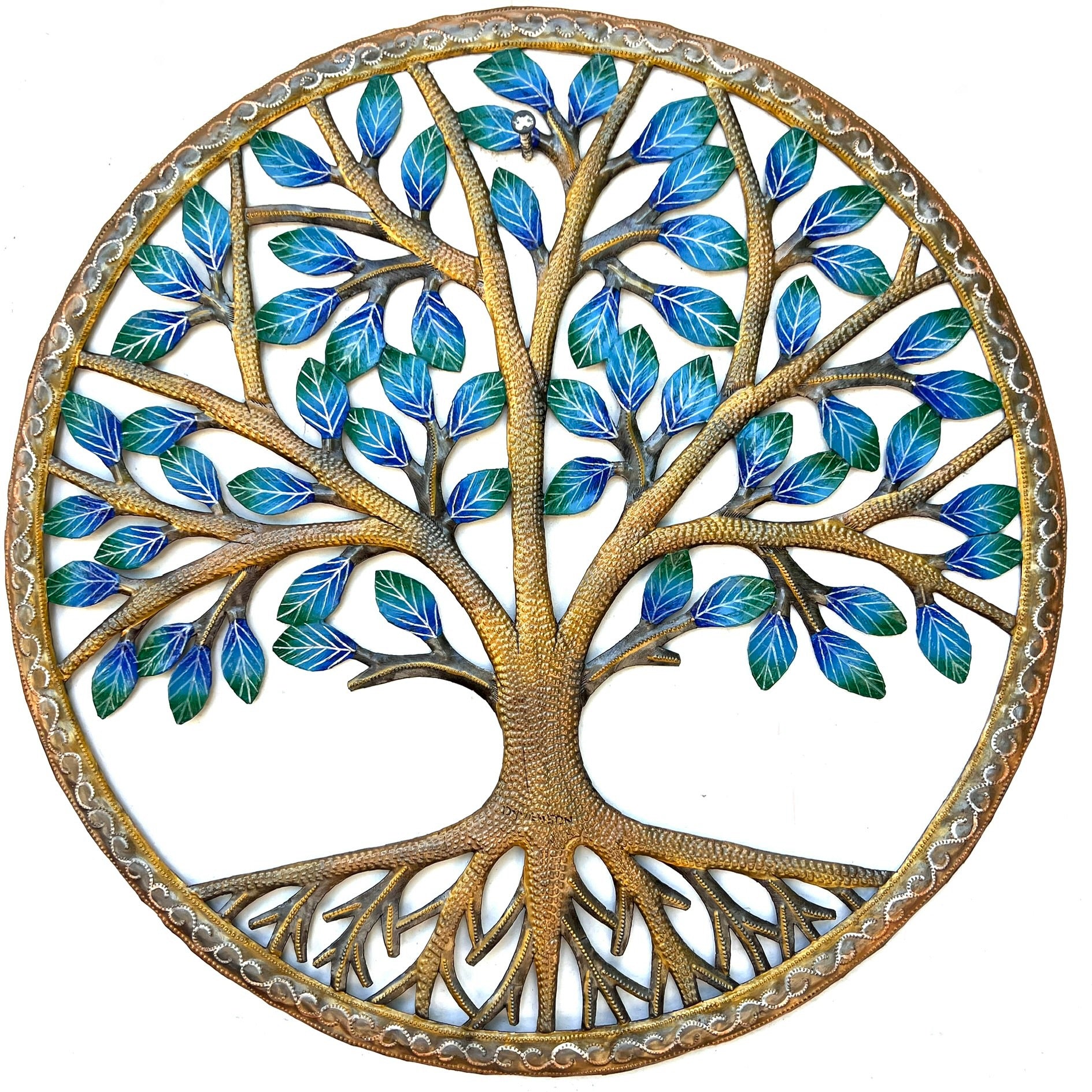 Dyvenson- Jumbo Round Bronze Blue Leaf Tree