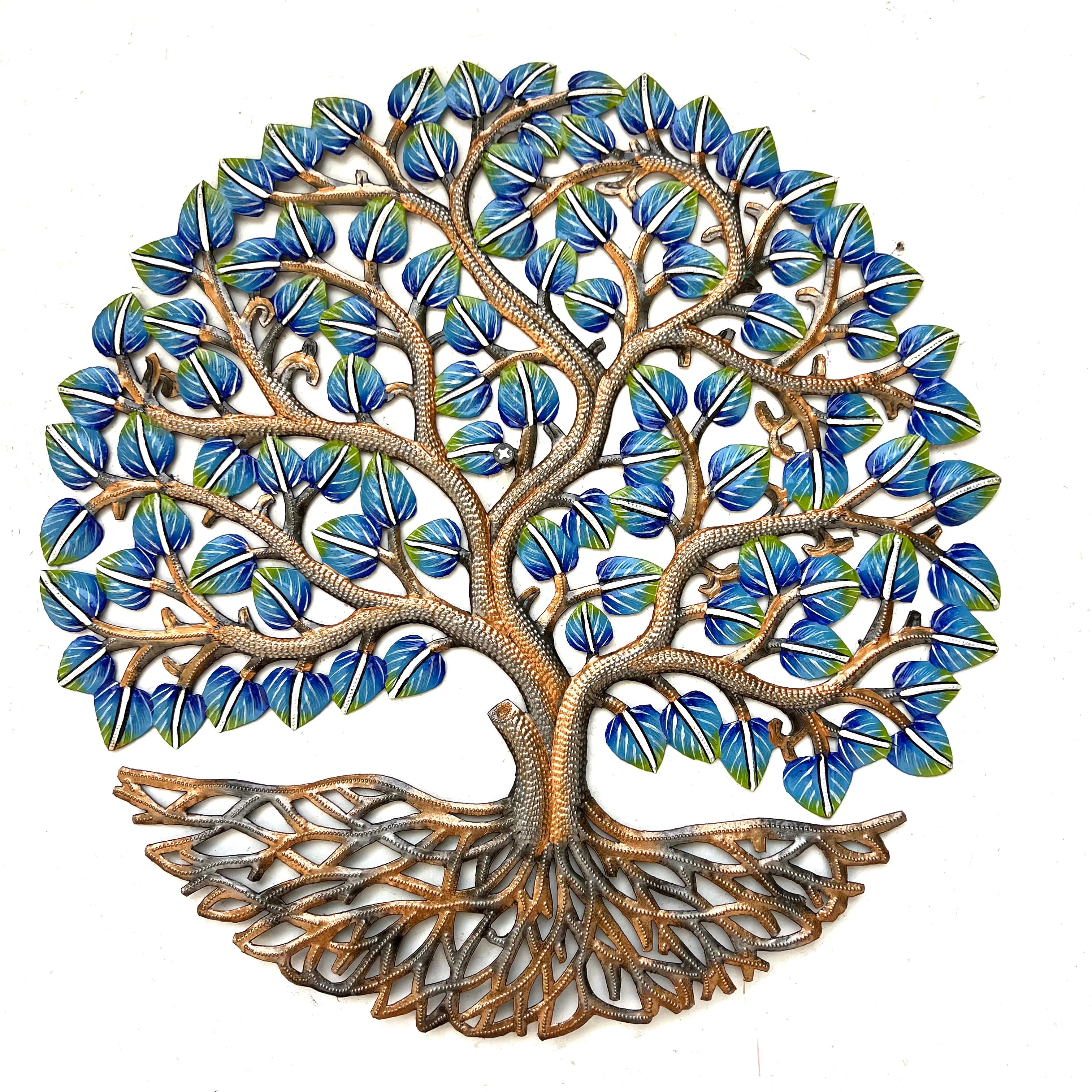 Derat- Painted Blue Leaf & Bronze Tree