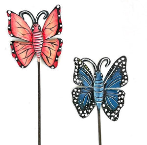 Butterfly Garden Stakes (Set of 2)-Red/Blue